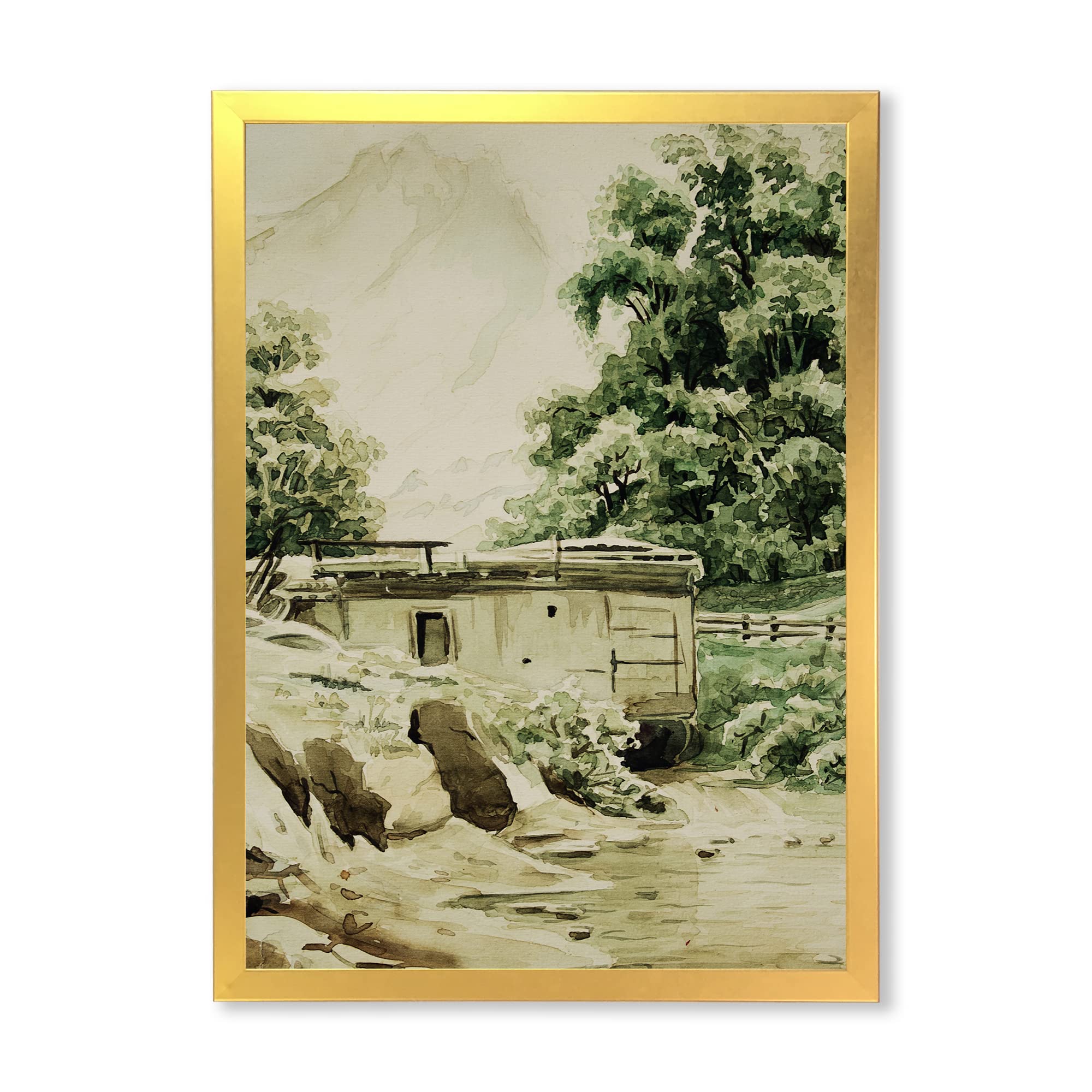 Mountain Cabin & Lodge Framed Wall Art - Rustic Home Decor for Living Room, Bedroom & Office - Scenic Landscape Painting for Cabin, Farmhouse or Lodge Interior Design