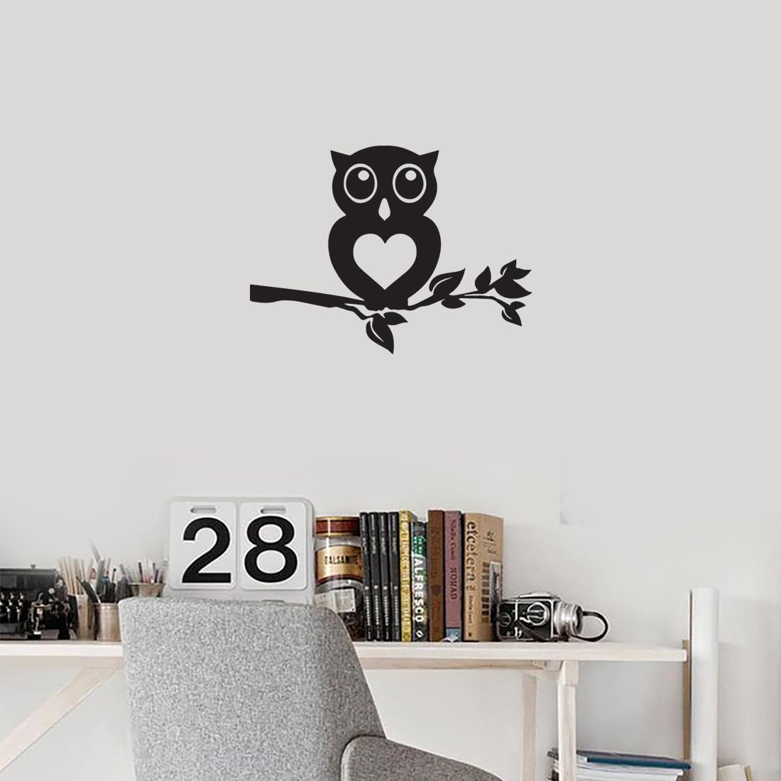 Premium Waterproof Vinyl Decal Stickers - Cute Owl on Branch (Black, Set of 2) for Laptop, Phone, Helmet, Car Window, Bumper, Mug, Cup, Door & Wall Decor - Perfect for DIY Home Decor, Office Accessories & Gift Giving