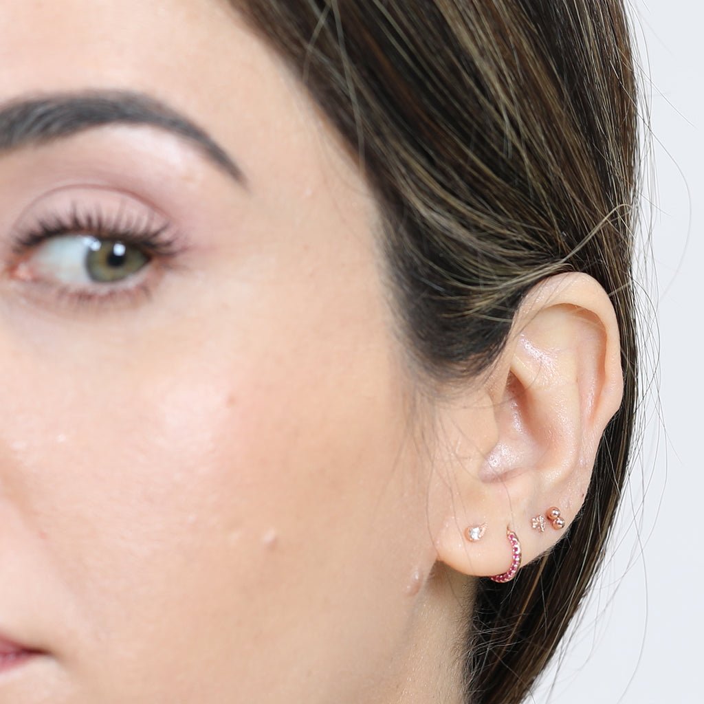 14K Rose Gold Diamond Stud Earrings for Women - Cupid's Arrow Flat Back Studs | Perfect for Valentine's Day, Anniversary & Everyday Wear