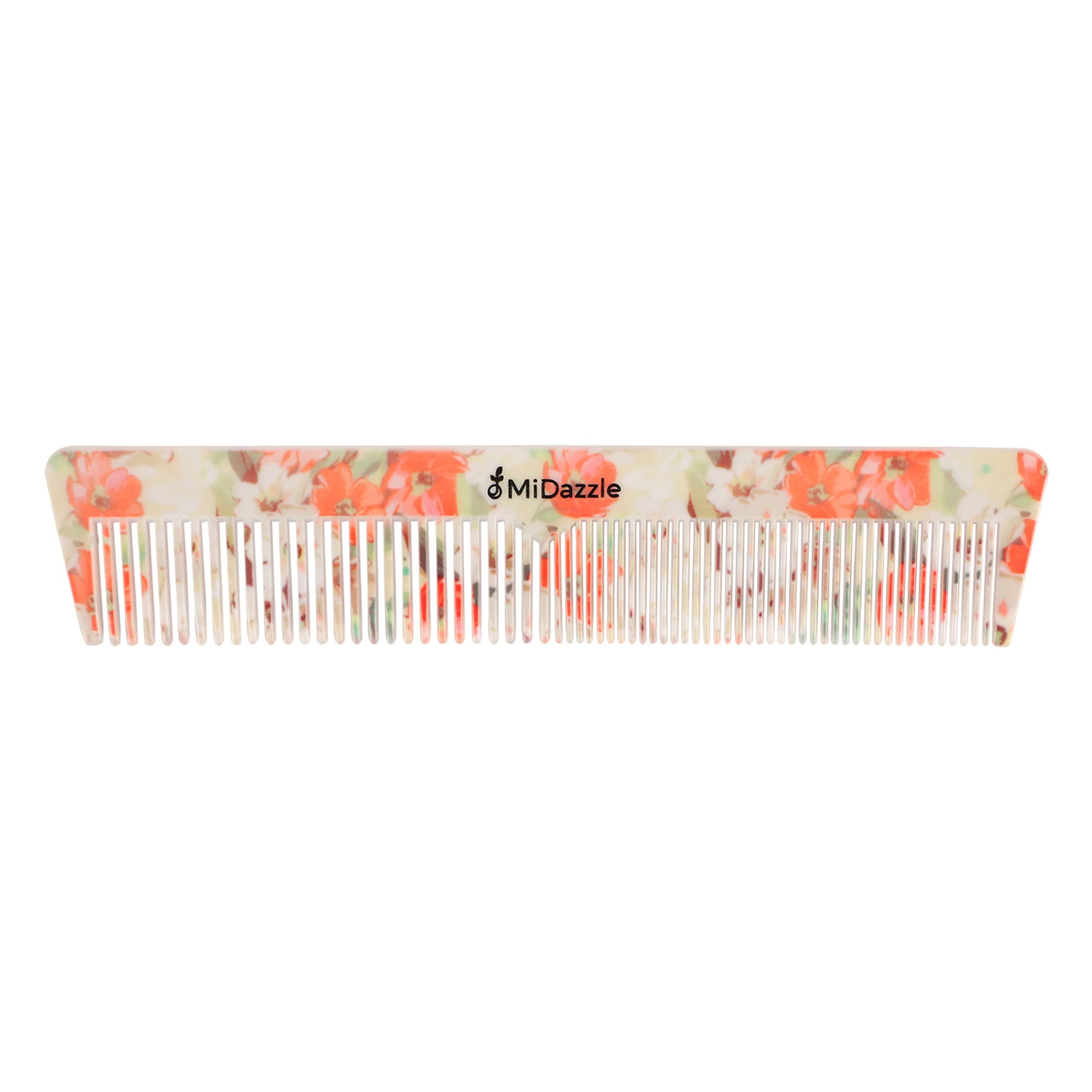 Midazzle 360 Floral Dual Teeth Comb - Medium Hair Styling Brush for Women & Men - Perfect for Detangling, Styling & Volume Boosting (Home, Salon & Travel Use)