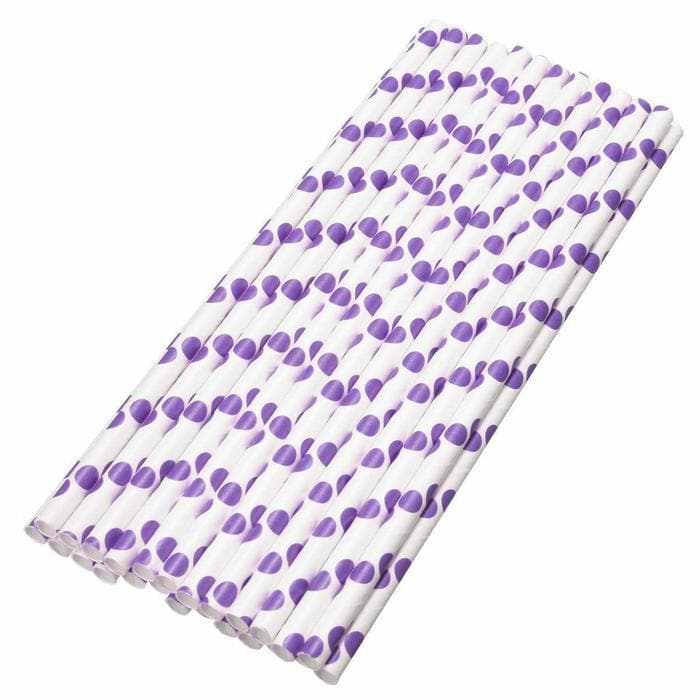 Easter Purple Polka Dot Cake Pop Party Straws - Fun & Colorful Drinking Straws for Birthday Parties, Baby Showers & Easter Celebrations