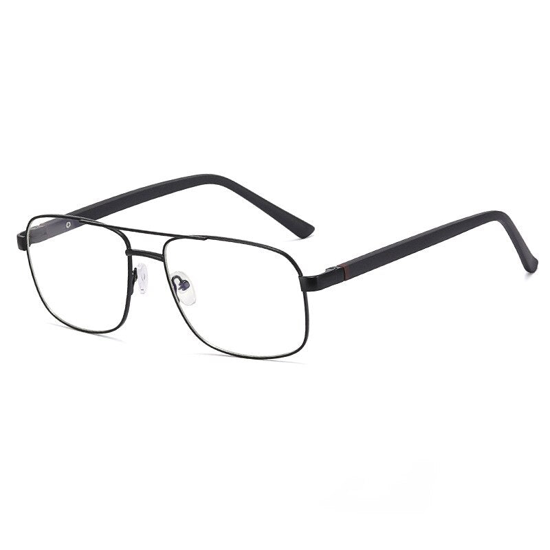 CCspace Men's Full Rim Square Double Bridge Alloy Eyeglasses 56626 - Stylish & Durable Metal Frame Glasses for Work, Reading & Everyday Wear