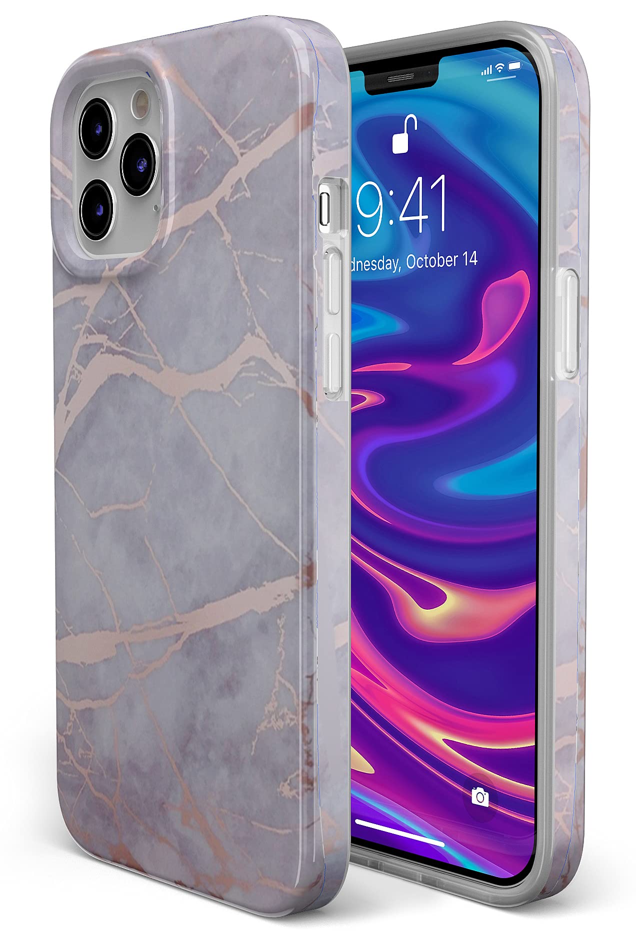 Casely iPhone 11 Pro Case - Lavender Gray & Rose Gold Marble Protective Phone Cover | Slim Fit, Shockproof, Scratch Resistant | Perfect for Work, Travel & Everyday Use