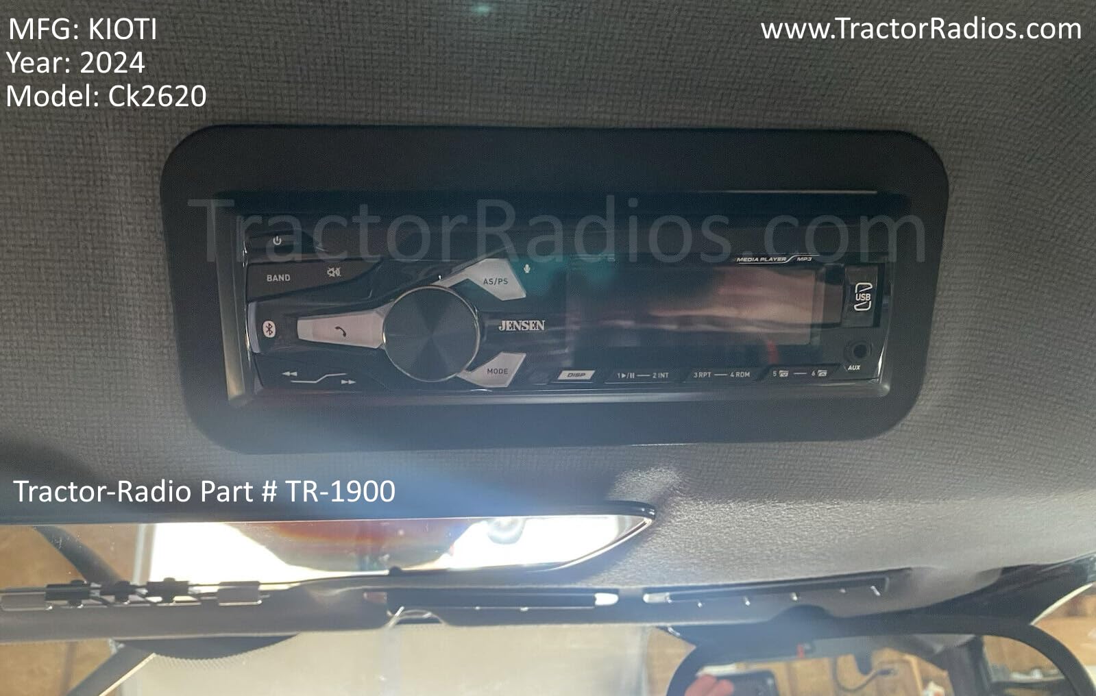 Kioti & Bobcat Tractor Bluetooth Stereo Radio - AM/FM, Plug & Play for NX/RX/DK/CK Series Cab Tractors - Perfect for Farming, Landscaping & Construction Work