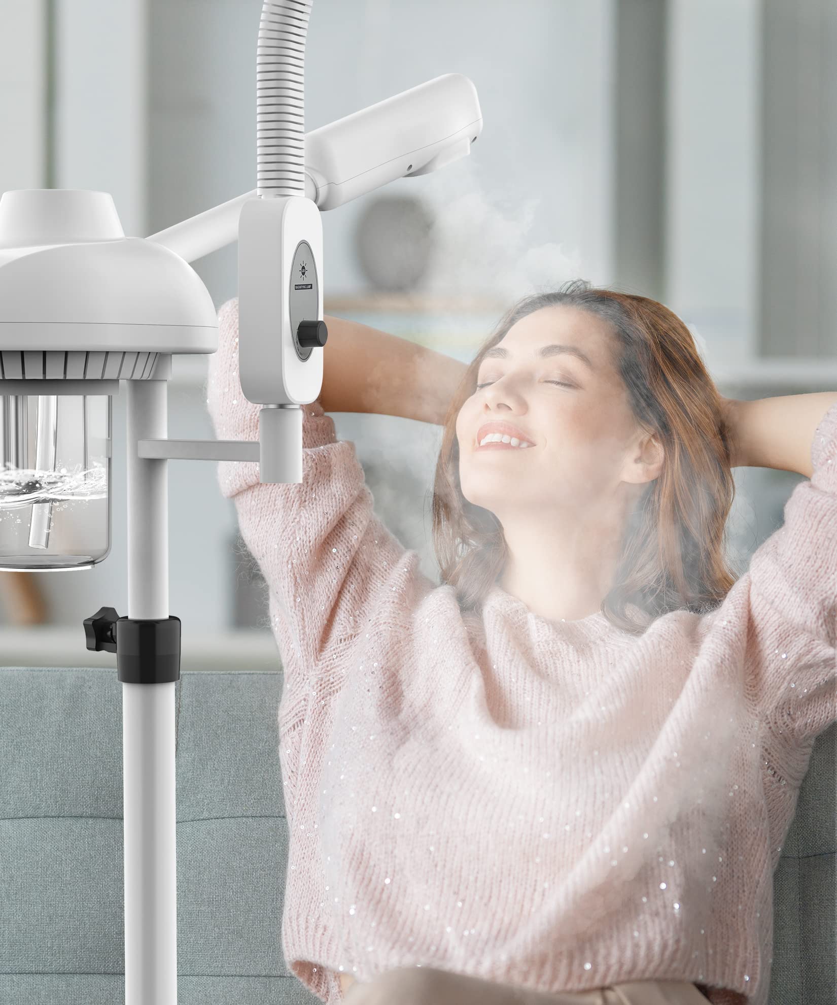 TASALON Professional 2-in-1 Facial Steamer with 5X Magnifying Foldable Arm - Ozone Face Steamer for Spa & Beauty Skin Care - Perfect for Home Salon, Facial Treatments & Skin Hydration