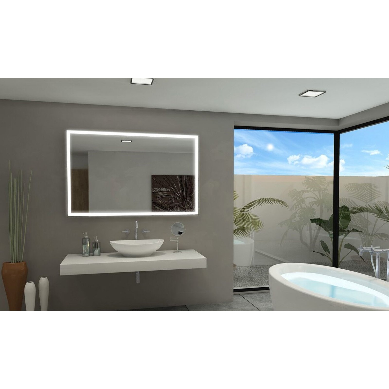 Dimmable LED Vanity Mirror with Galaxy Lighting - Adjustable Brightness Rectangle Makeup Mirror for Bathroom, Bedroom & Dressing Room