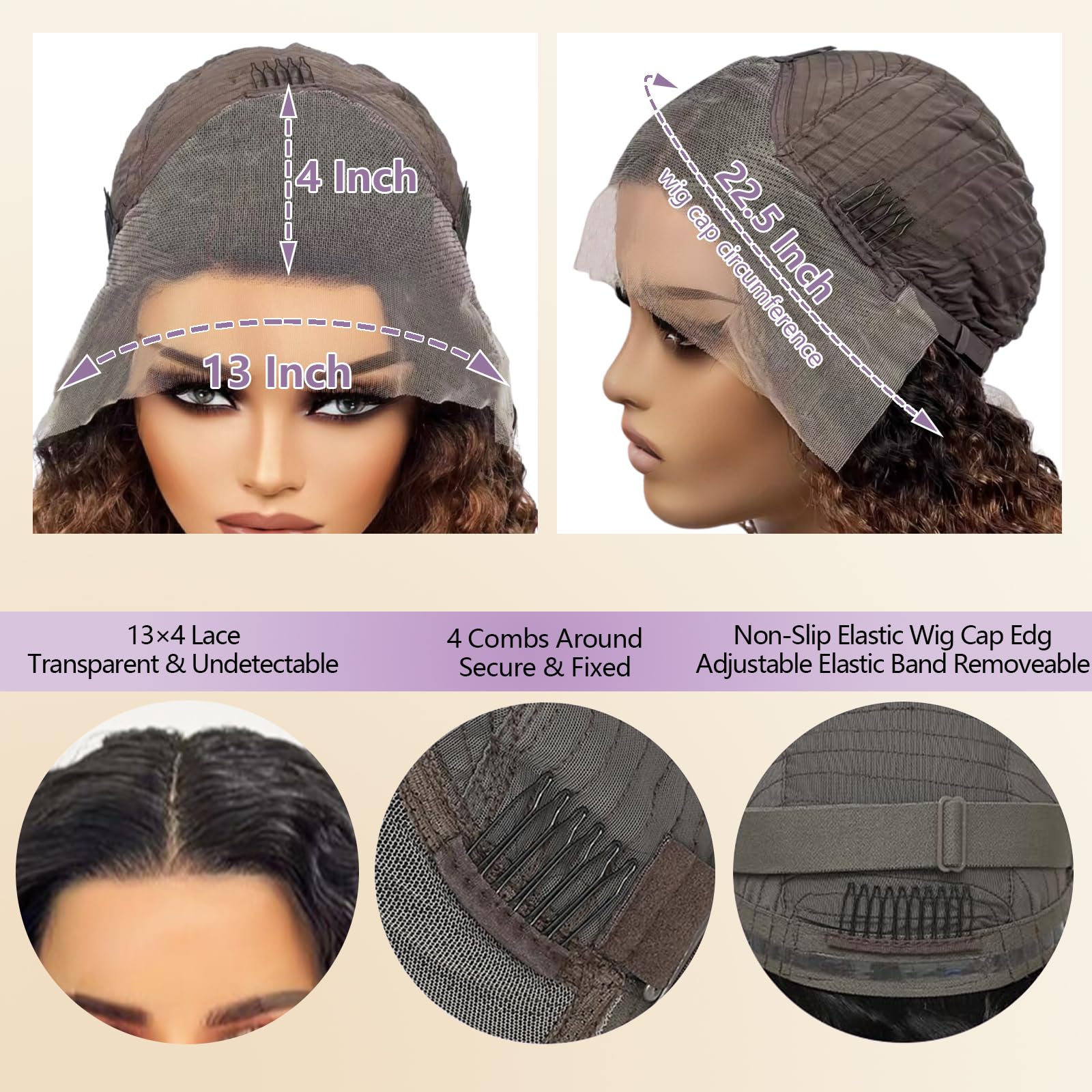 10 Inch Short Curly Bob Wig Human Hair - 13x4 Ombre Lace Front Wig with Baby Hair & Pre-Plucked Hairline - Brazilian Virgin Human Hair Deep Wave Lace Frontal Wigs for Black Women - Perfect for Daily Wear, Cosplay, Parties & Special Occasions