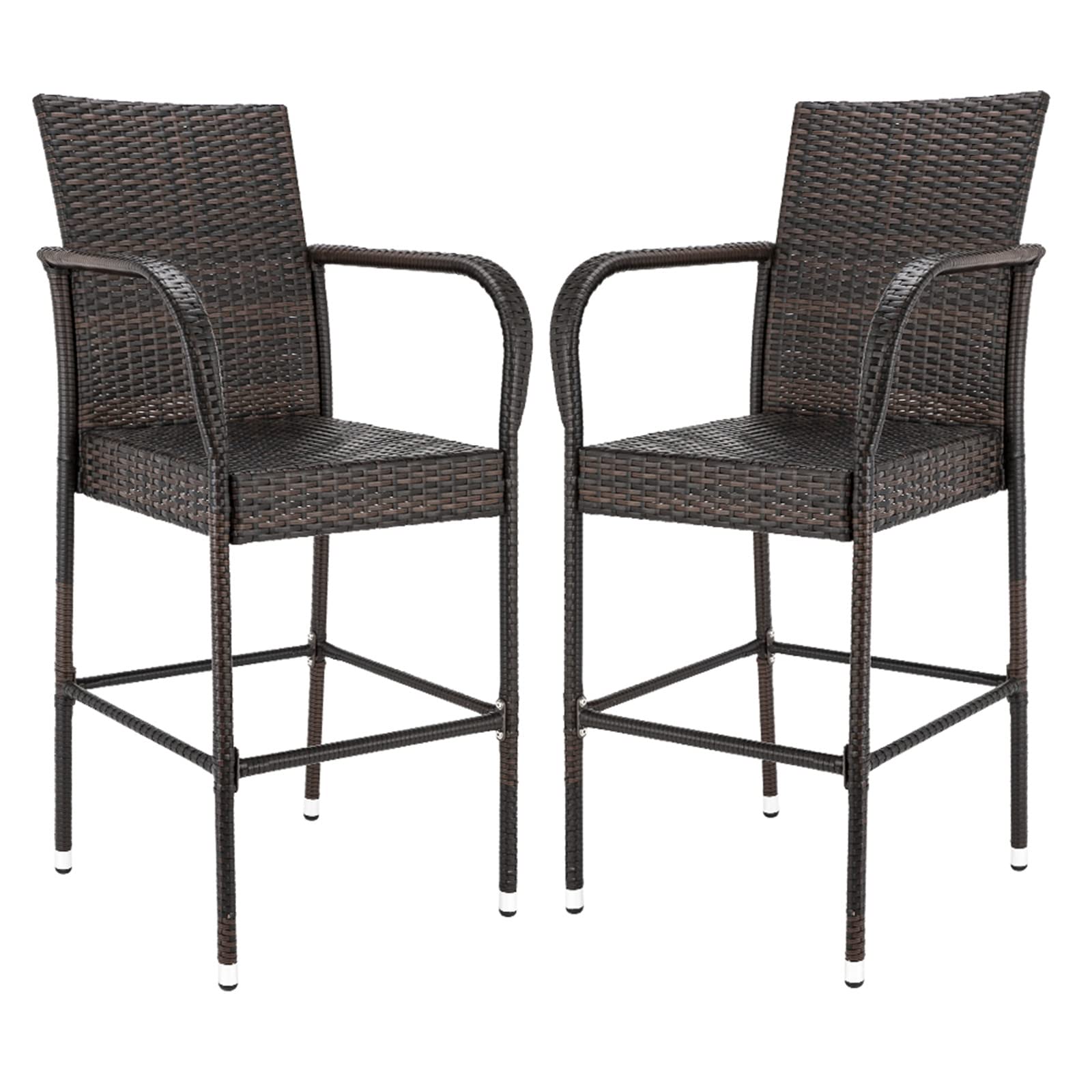 2-Pack Brown Gradient High Bar Stools - Adjustable Height Bar Chairs for Patio, Balcony, Kitchen Island & Outdoor Dining - Modern Pub Stools for Home, Bars & Restaurants