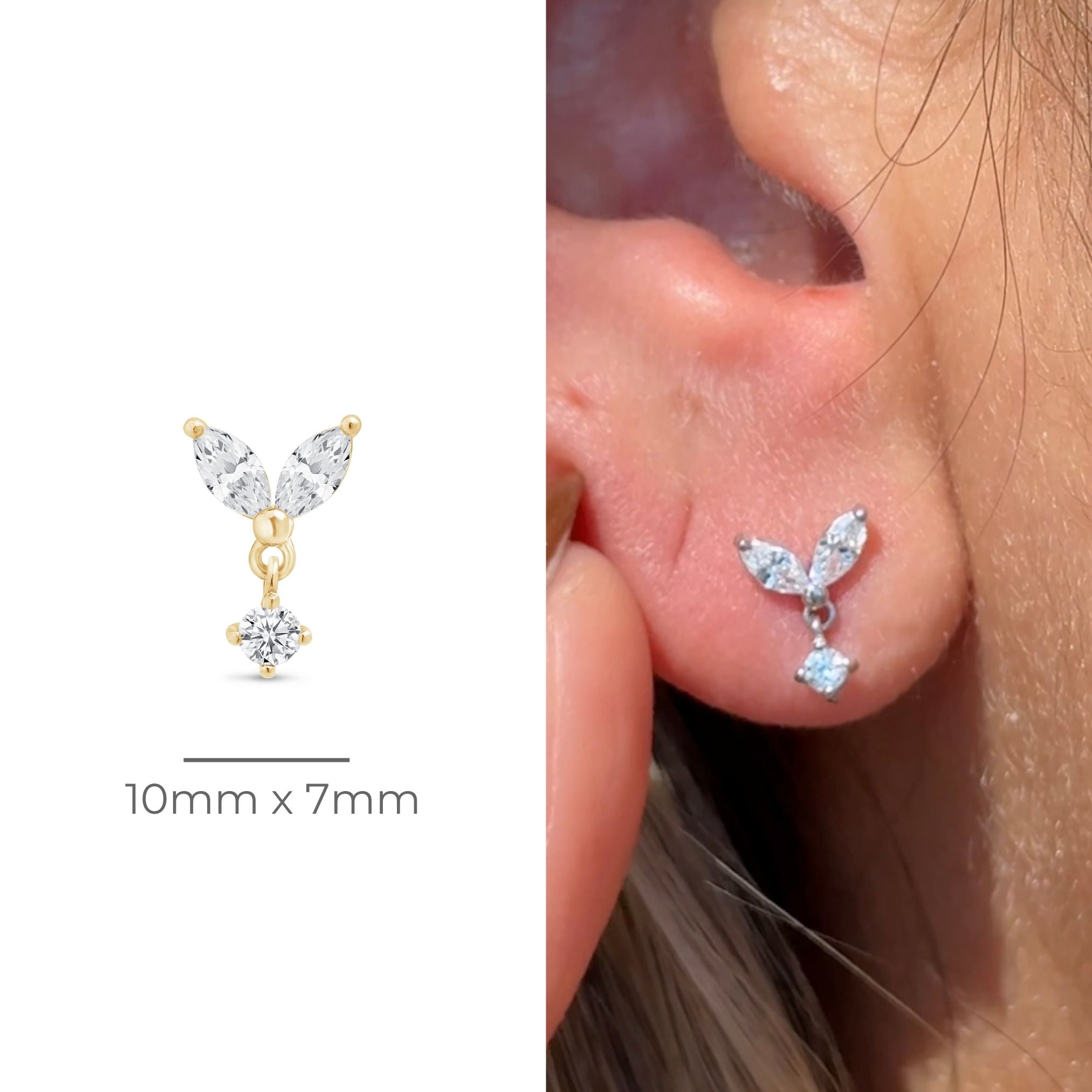 14K Yellow Gold Double Marquise Drop Earrings for Women - Elegant Dangling Jewelry for Parties, Weddings & Special Occasions