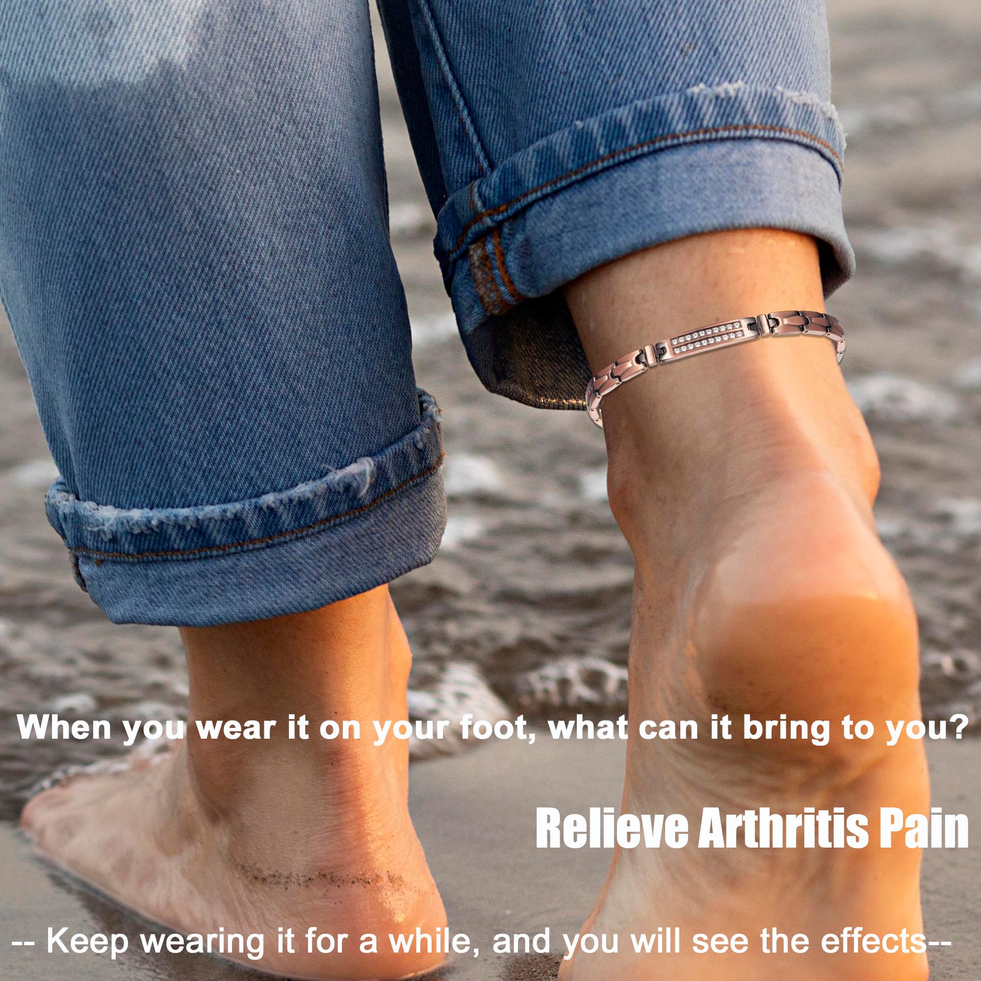MagVIVACE Copper Ankle Bracelet for Women - 99.99% Pure Solid Copper Magnetic Lymph Detox Anklet with 3500 Gauss Magnets (9.45 inch) - Perfect for Wellness, Fashion & Pain Relief Jewelry