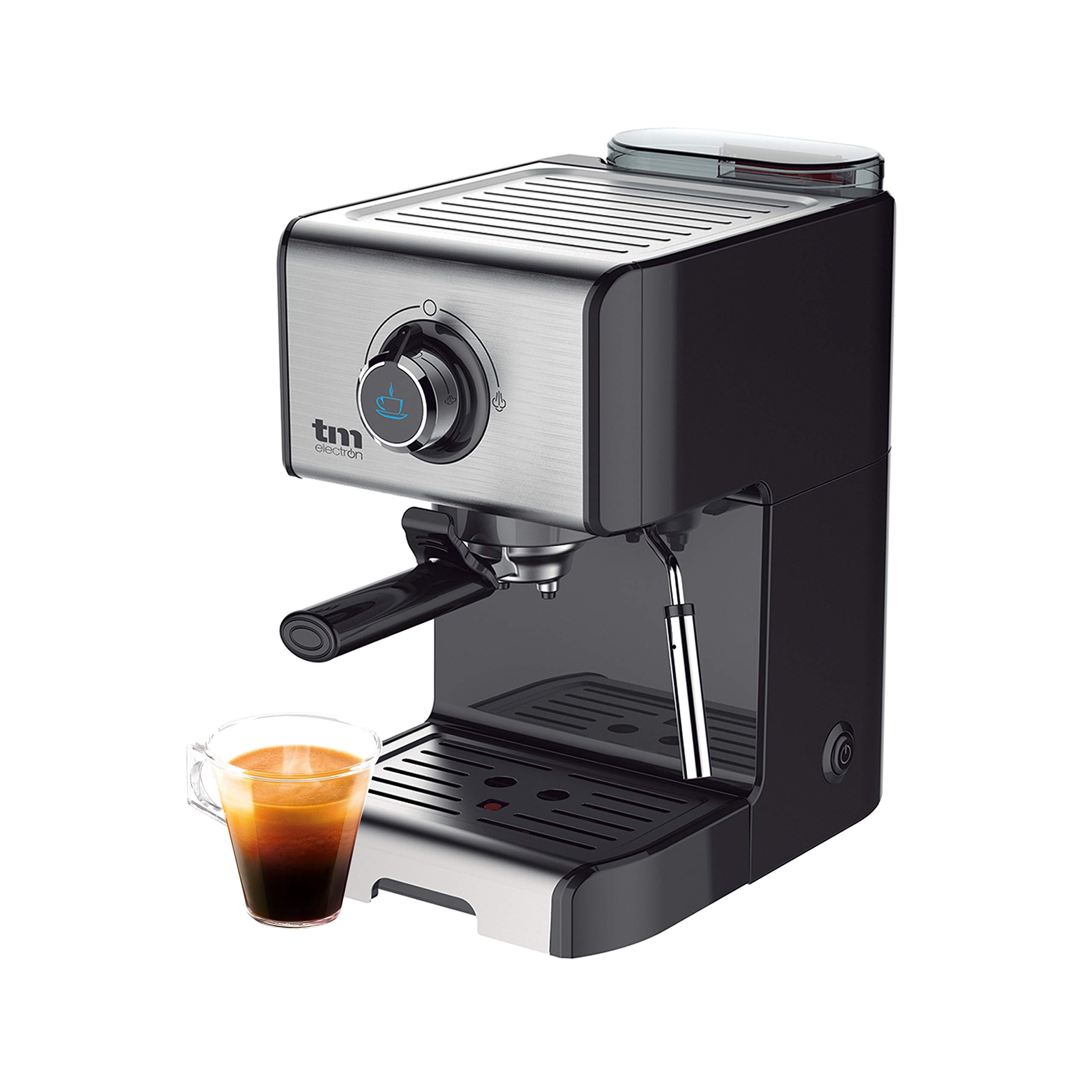 TM Electron TMPCF101 Manual Espresso Coffee Maker with 15 Bar Pressure, 1200W, 1.2L Water Tank, Milk Frother, 3 Functions, Stainless Steel - Perfect for Home, Office & Cafe Use