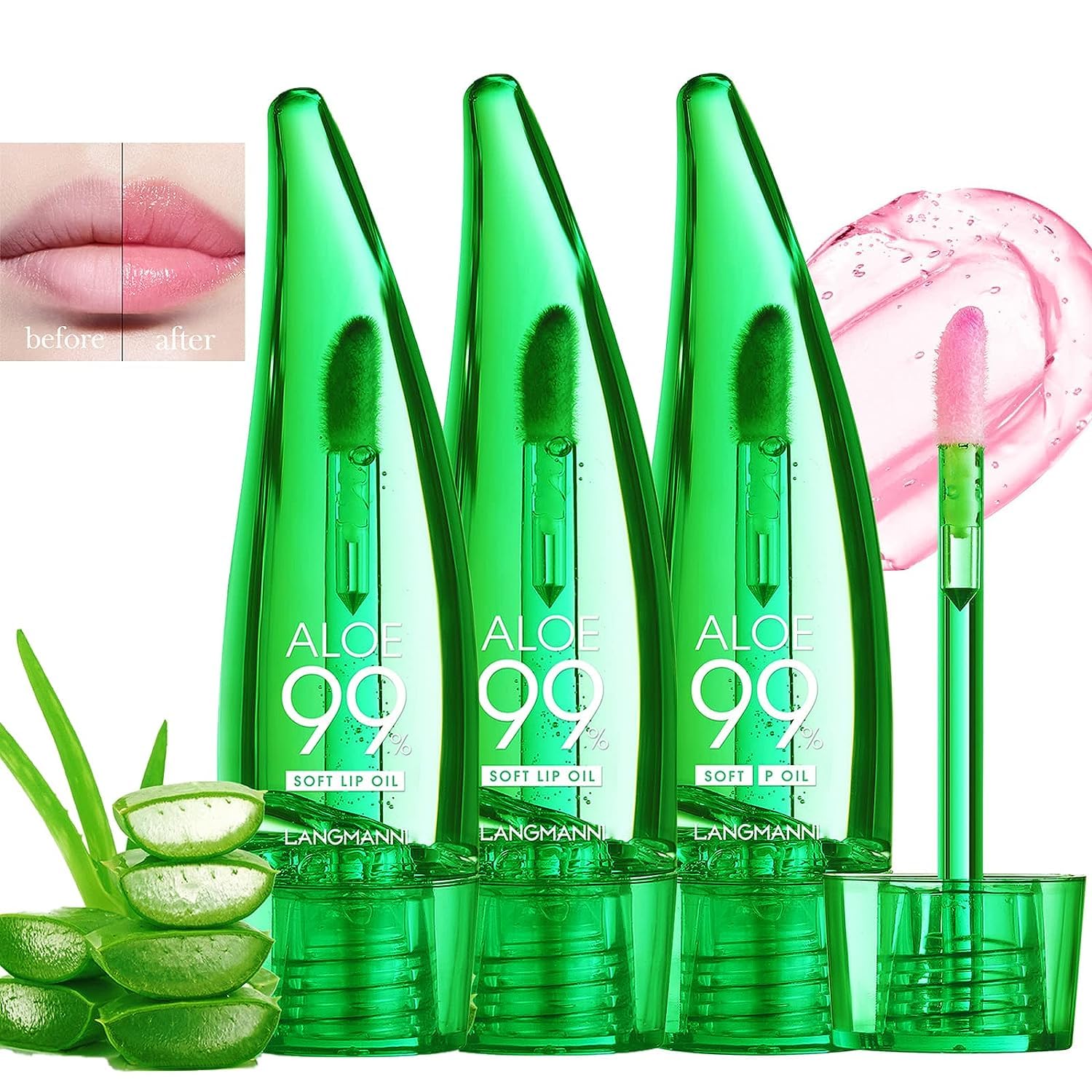 Adbeni Aloe Vera Lip Gloss 10ml - Hydrating & Nourishing Lip Treatment for Dry Lips with Natural Shine - Pack of 2 - Perfect for Daily Moisturizing, Night Care & Makeup Looks