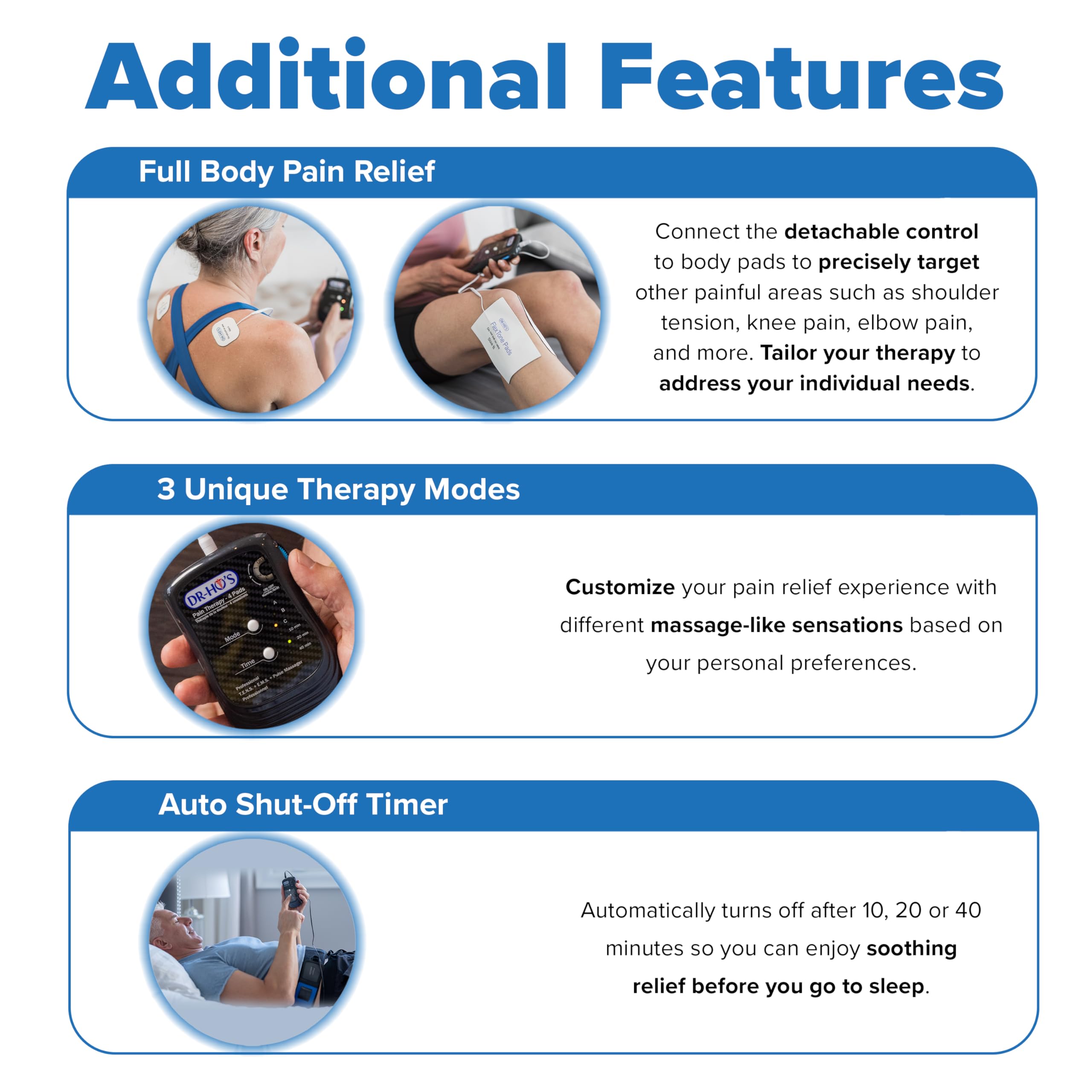 Dr Ho's Triple Action Back Belt - TENS & EMS Muscle Stimulator for Lower Back Pain Relief, Adjustable Therapy Belt for Home & Office Use