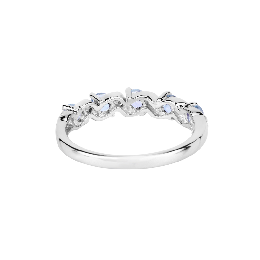 Genuine Aquamarine 5 Stone Ring - Sterling Silver Birthstone Jewelry for Women, March Gemstone Engagement Promise Ring - Perfect for Weddings, Anniversaries & Special Occasions