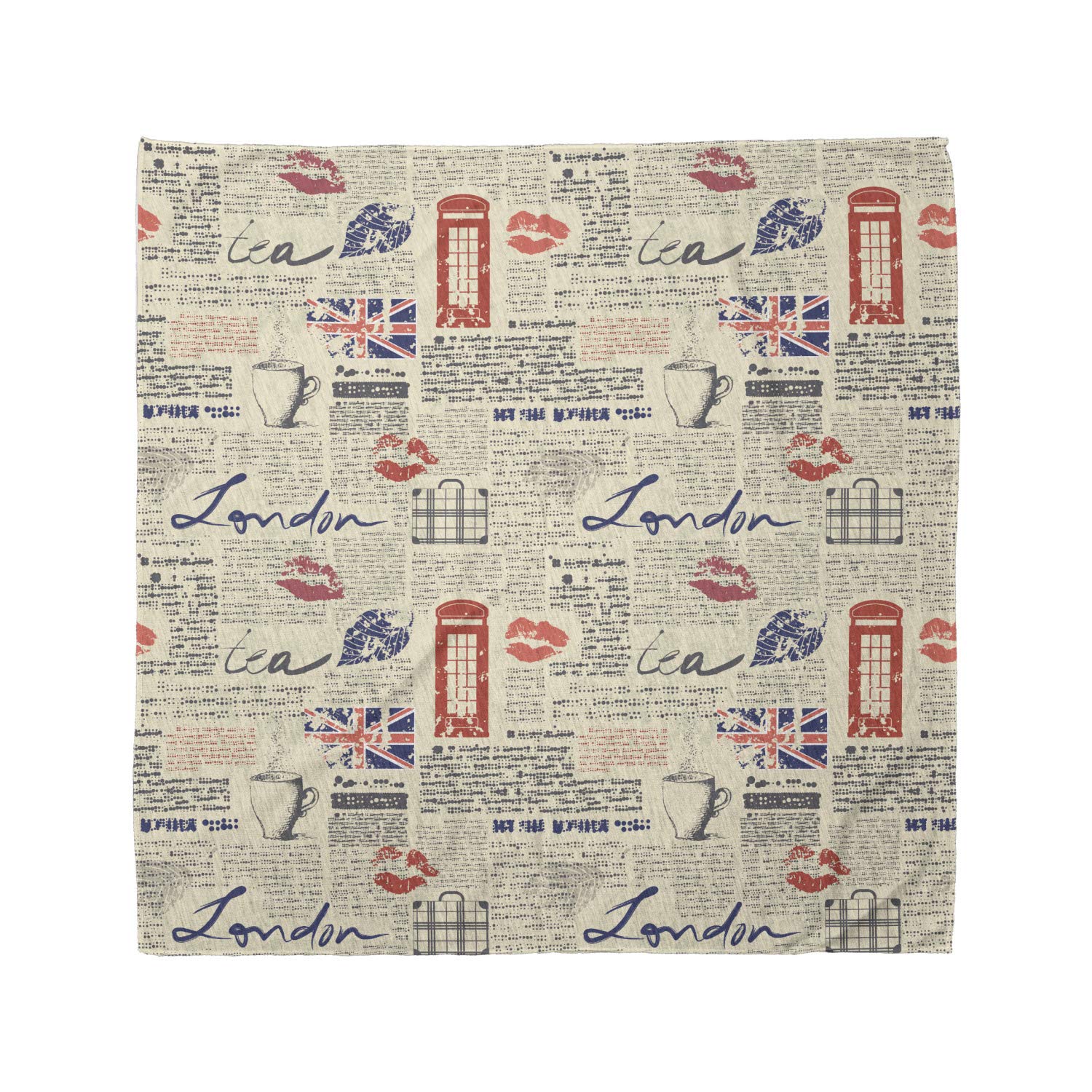 Ambesonne Tea Party Bandana - Vintage Newspaper Kiss Print Unisex Head Scarf & Neck Tie for Women & Men - Perfect for Cosplay, Festivals & Outdoor Activities