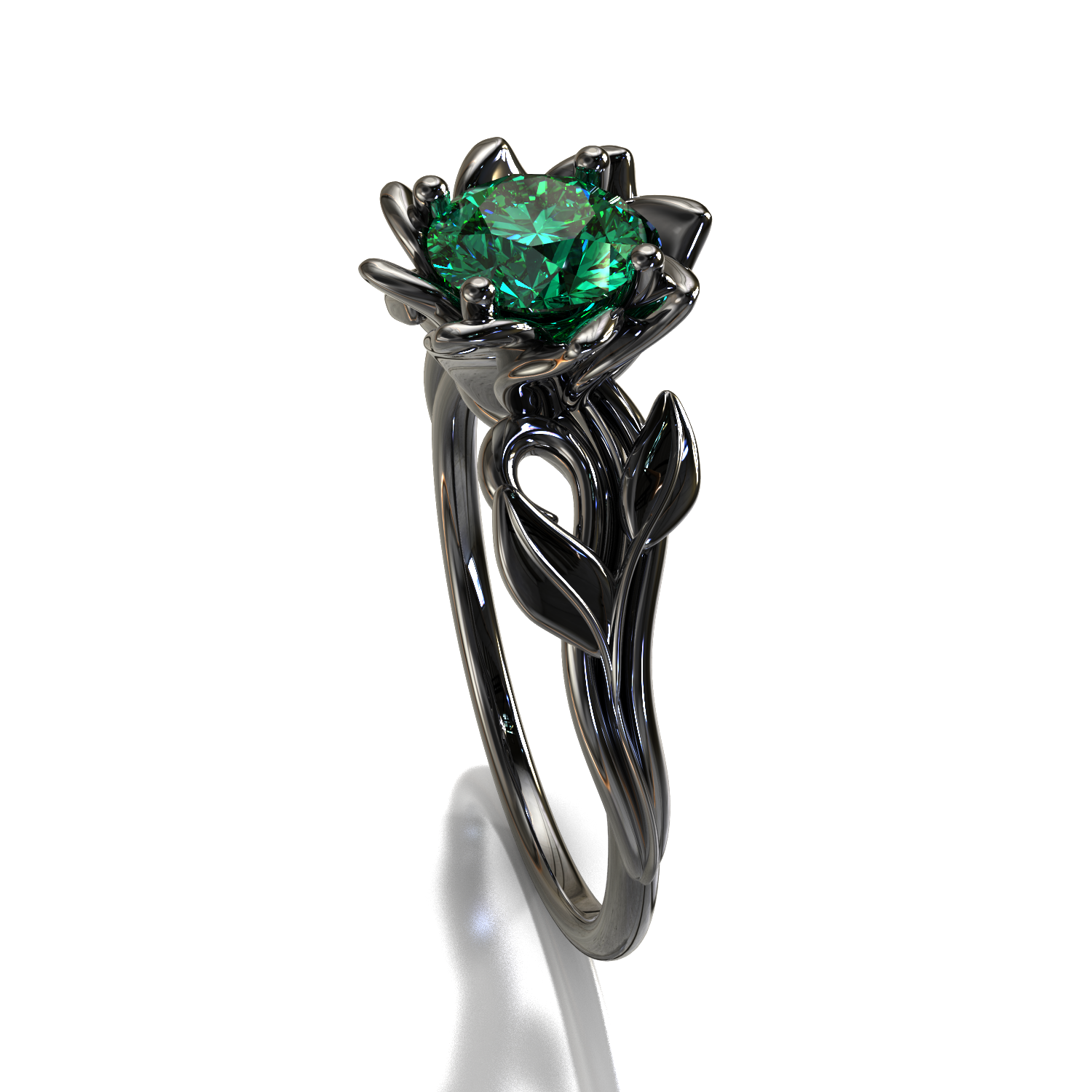 Black Gold Emerald Flower Engagement Ring - Vintage Style Wedding Band for Women - Perfect for Proposals, Anniversaries & Special Occasions