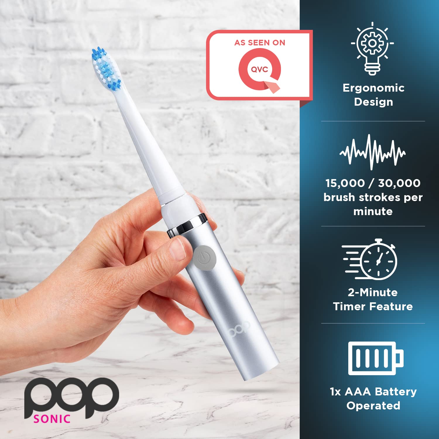 Pop Sonic Electric Toothbrush for Adults & Kids - Rechargeable Travel Toothbrush with 2 Speed Modes (15,000-30,000 RPM), DuPont Nylon Bristles, AAA Battery Included - Perfect for Home, Travel & Daily Oral Care