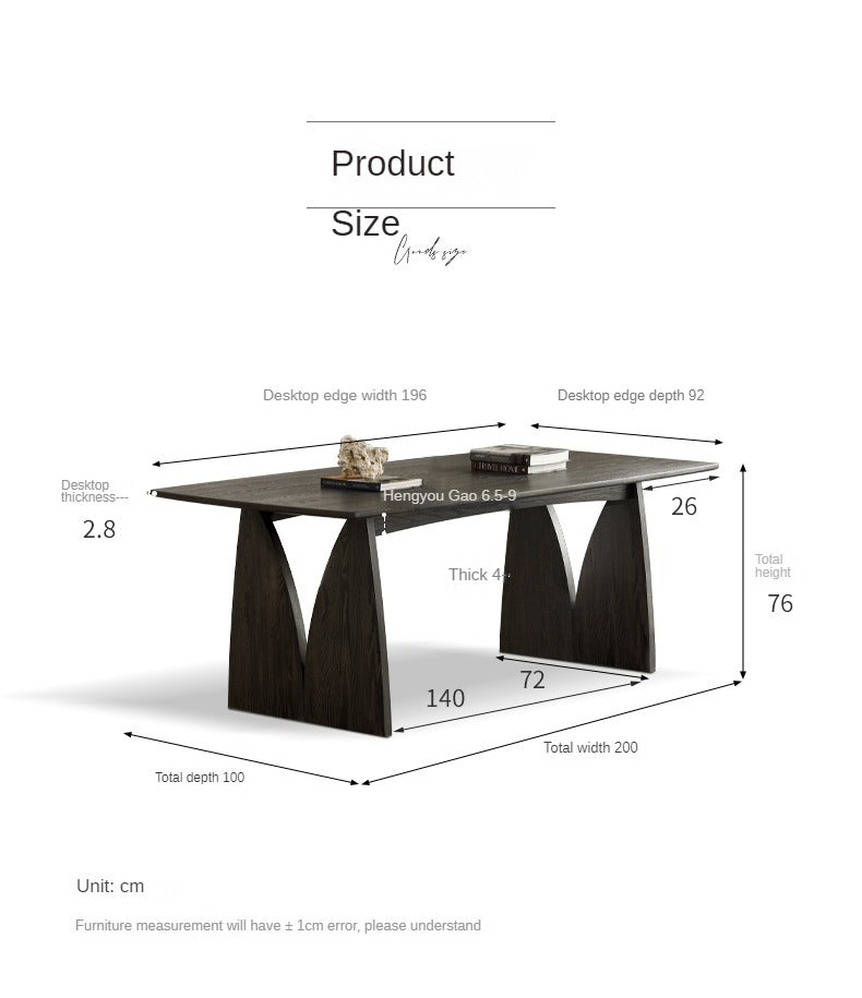 Handcrafted Oak Solid Wood Wabi Sabi Style Dining Table - Natural Wood Grain Texture - Modern Minimalist Furniture for Dining Room, Kitchen, or Open Concept Living Space