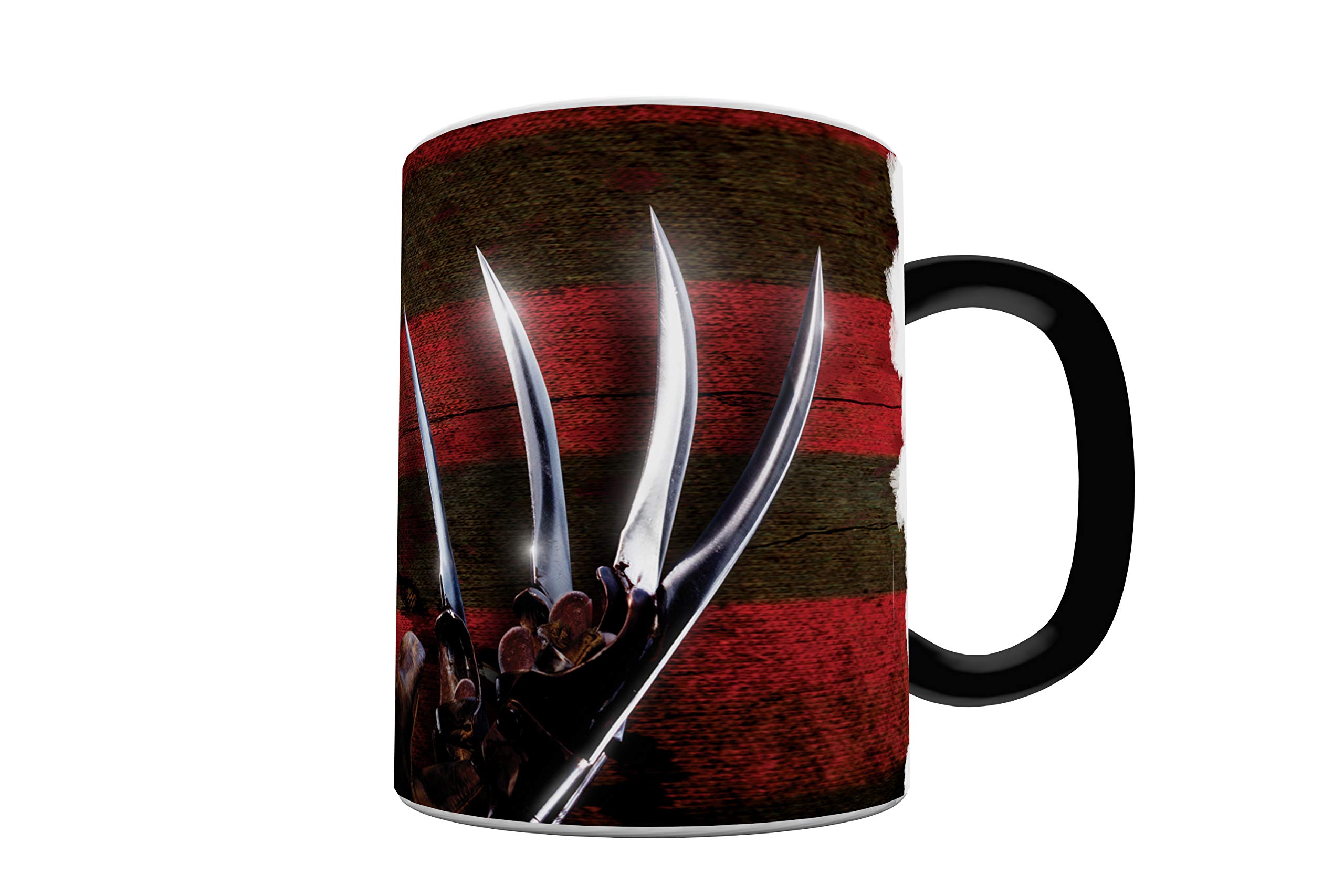 Nightmare on Elm Street Morphing Mug - Freddy Krueger Glove & Shirt Design Ceramic Coffee Cup, Black | Horror Movie Collectible Gift for Halloween & Horror Fans