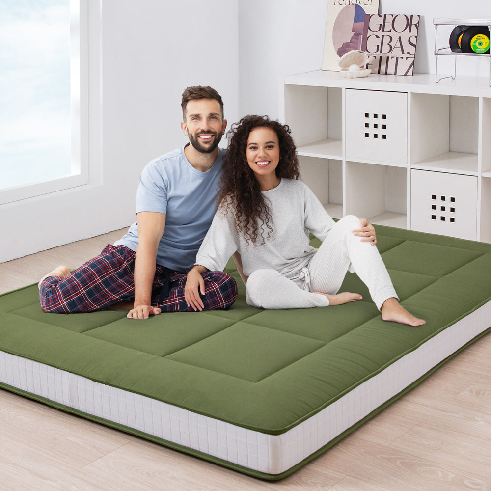 MAXYOYO Padded Japanese Floor Mattress - Green Foldable Roll Up Futon Mattress for Bedroom, Guest Room & Travel | Comfortable Floor Sleeping & Lounging