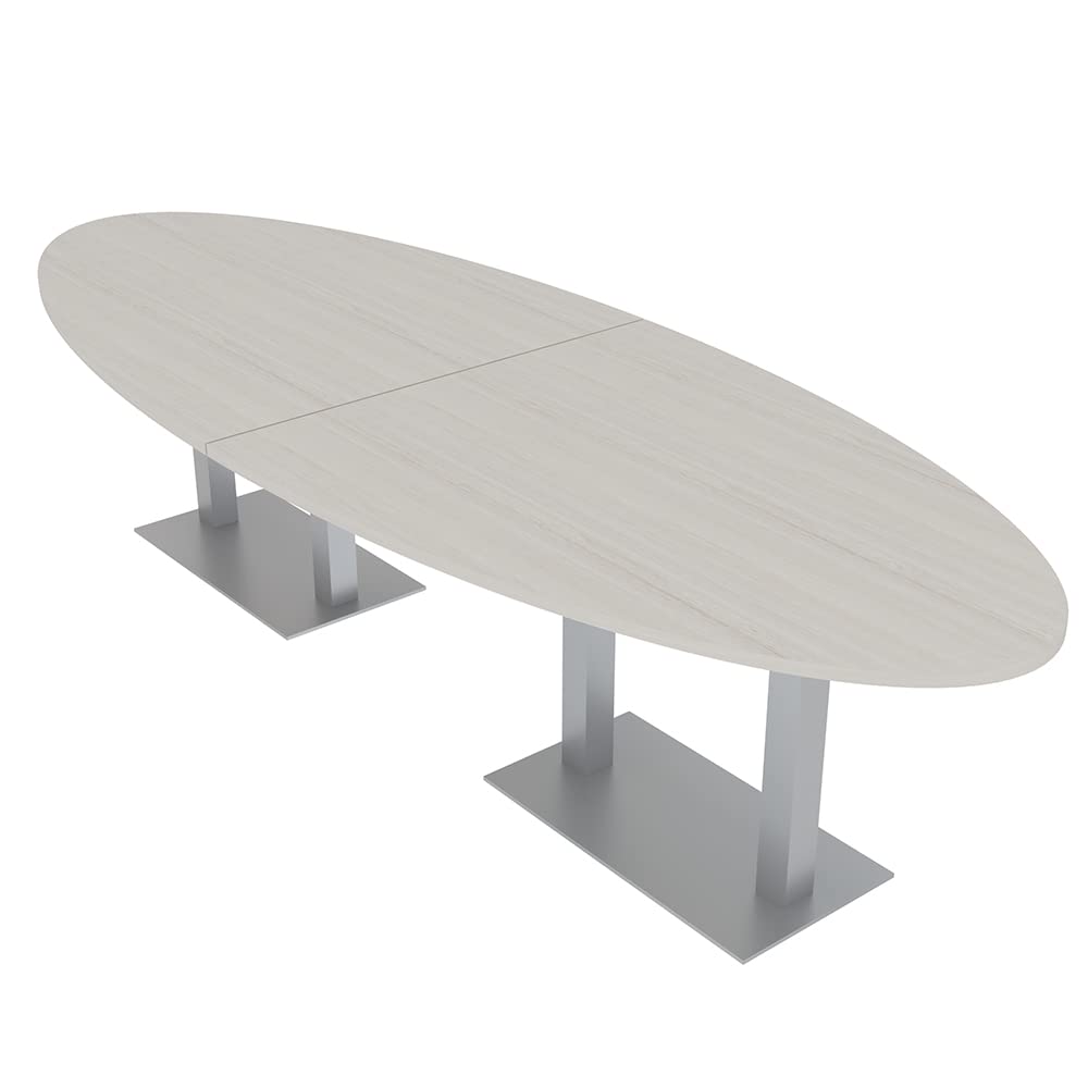 8-Person Oval Conference Table with Metal Base - Modular Meeting Table for Office | Harmony Series 10ft Sea Salt Finish - Perfect for Boardrooms, Team Meetings & Collaborative Workspaces