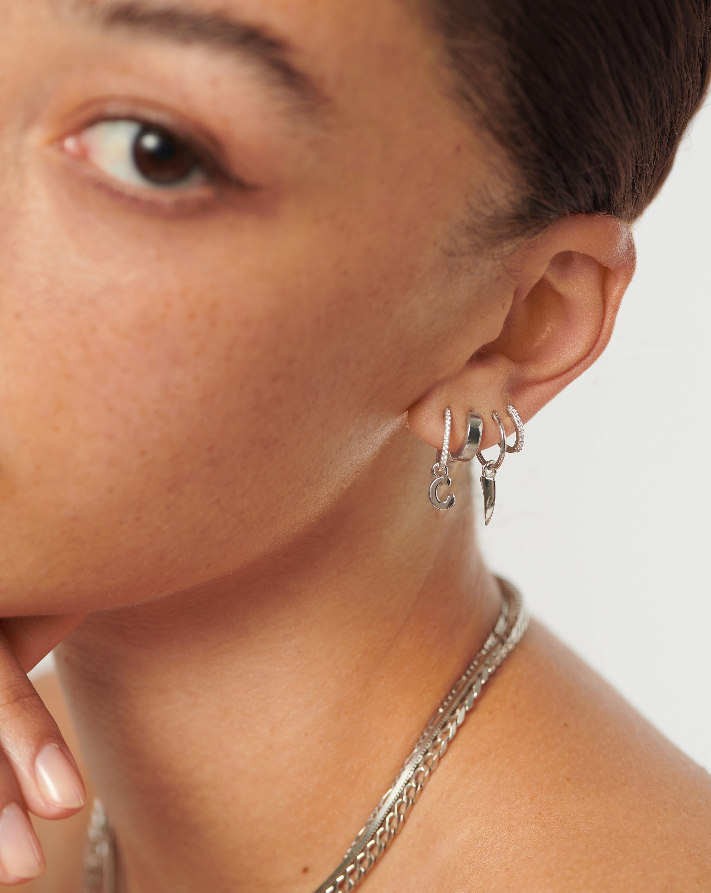 Personalized Initial Single Charm Hoop Earrings | Sterling Silver 925 | Dainty Letter Jewelry for Women | Perfect Gift for Birthday, Anniversary & Everyday Wear