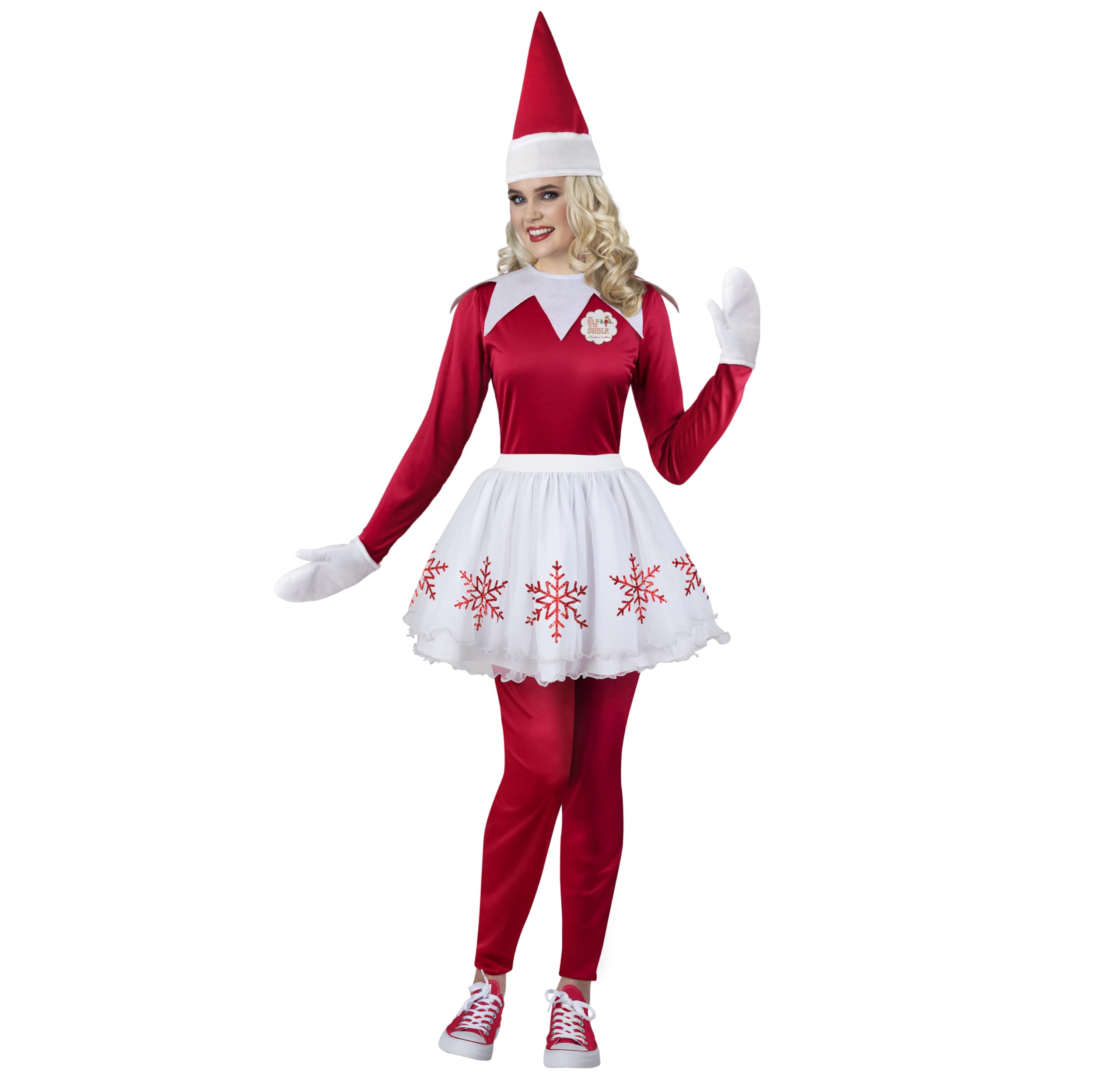 Fun World Women's Elf on The Shelf Costume - Red Christmas Dress for Holiday Parties, Cosplay & Festive Family Photos