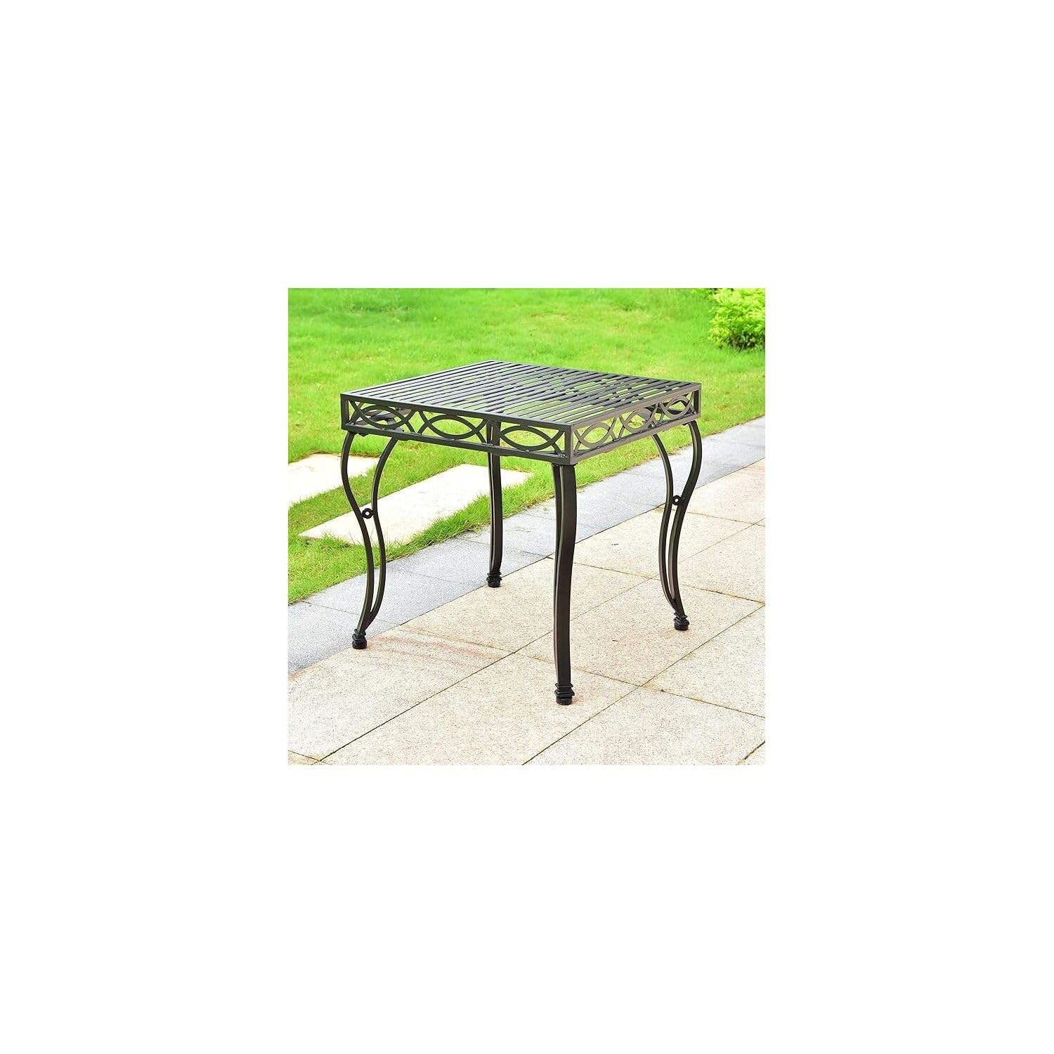 Segovia Iron 22-inch Square Side Table - Rustic End Table for Living Room, Patio & Outdoor Use - Durable Metal Coffee Table with Vintage Finish