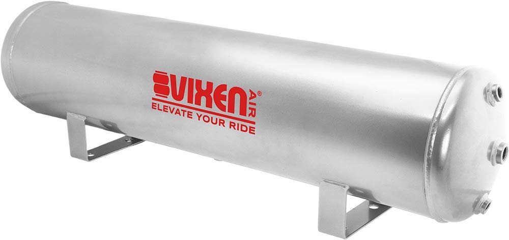 Vixen Air 5 Gallon (18 Liter) 9 Ports Suspension Air Tank for Air Ride, Bag Systems & Train Horns - 200 PSI Capacity - Silver (VXT5200G) - Perfect for Truck, SUV & Off-Road Vehicle Customization