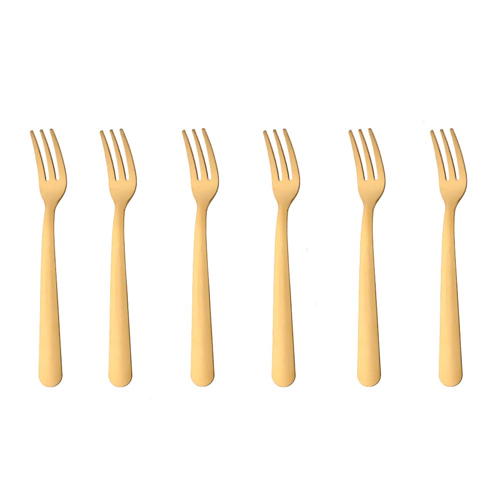 Premium 5.5 Inch Gold Oyster Fork Set of 24 - Stainless Steel Appetizer Forks for Seafood, Pastry & Desserts - Dishwasher Safe Restaurant & Hotel Tableware - Perfect for Catering, Weddings & Fine Dining Events