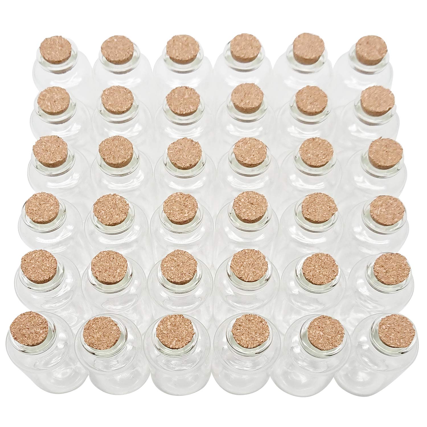 20mL Mini Transparent Glass Bottles with Cork Stoppers - 36 Pack | Perfect for Essential Oils, Perfumes, DIY Crafts & Home Decor | Airtight Axe Sickle Shaped Bottles for Liquor, Spices & Herbal Storage