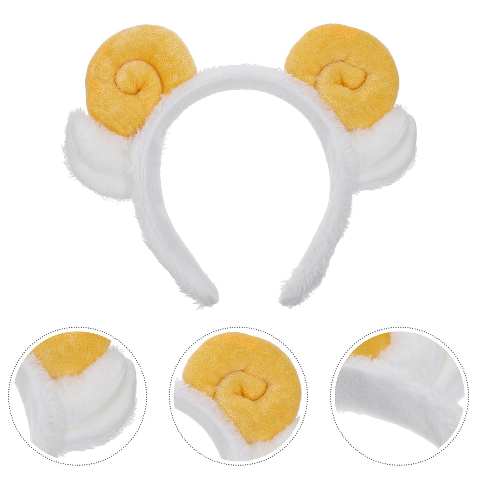 PRETYZOOM Spiral Hair Ties & Plush Goat Headbands - Cute Sheep Horn Hair Accessories for Women & Girls (Yellow) | Perfect for Party Favors, Cosplay & Daily Styling