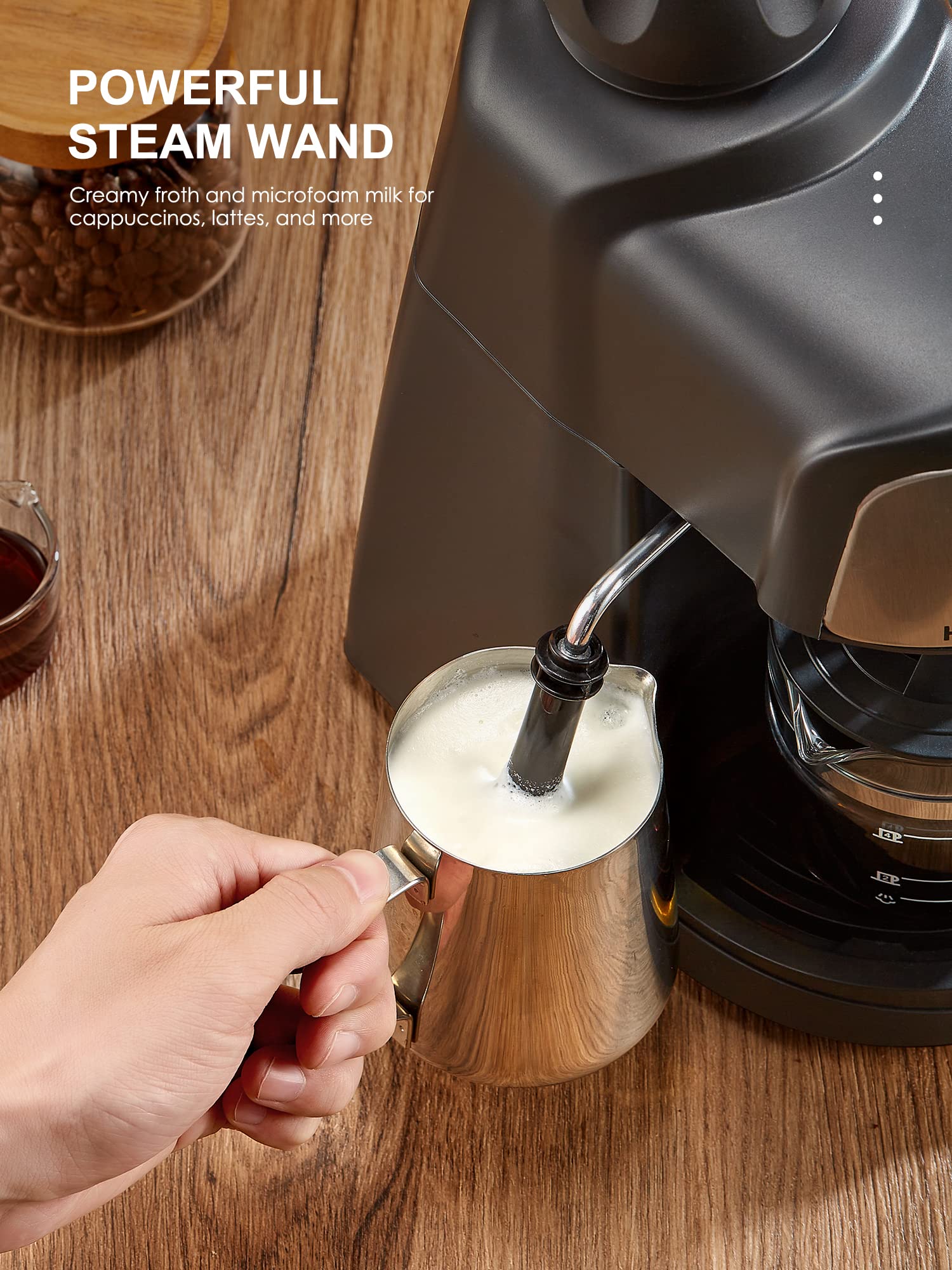 Premium 3.5Bar Espresso Coffee Machine with Rapid Heating System - 4 Cup Coffee Maker with Milk Frother & Steam Wand (Black) - Compact Home & Office Espresso Maker for Espresso, Latte, Cappuccino - Perfect for Kitchen Countertops, Small Cafes & Office Break Rooms - Ideal for Morning Brews, Entertaining Guests & Daily Coffee Rituals - Create Barista-Quality Coffee at Home - Great for Gifts, Housewarming, Weddings & Coffee Lovers