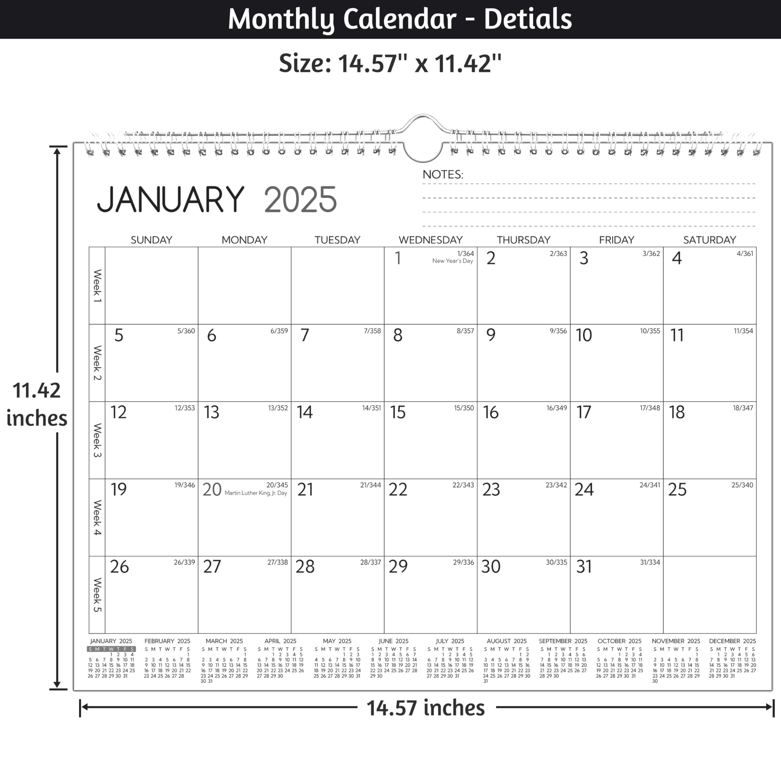 2025-2026 Wall Calendar | 18-Month Planner (January 2025 - June 2026) | 14.57 x 11.42 Inch Large Format | Thick Paper with Week Numbers & Yearly Overview | Perfect for Office, Classroom & Home Organization
