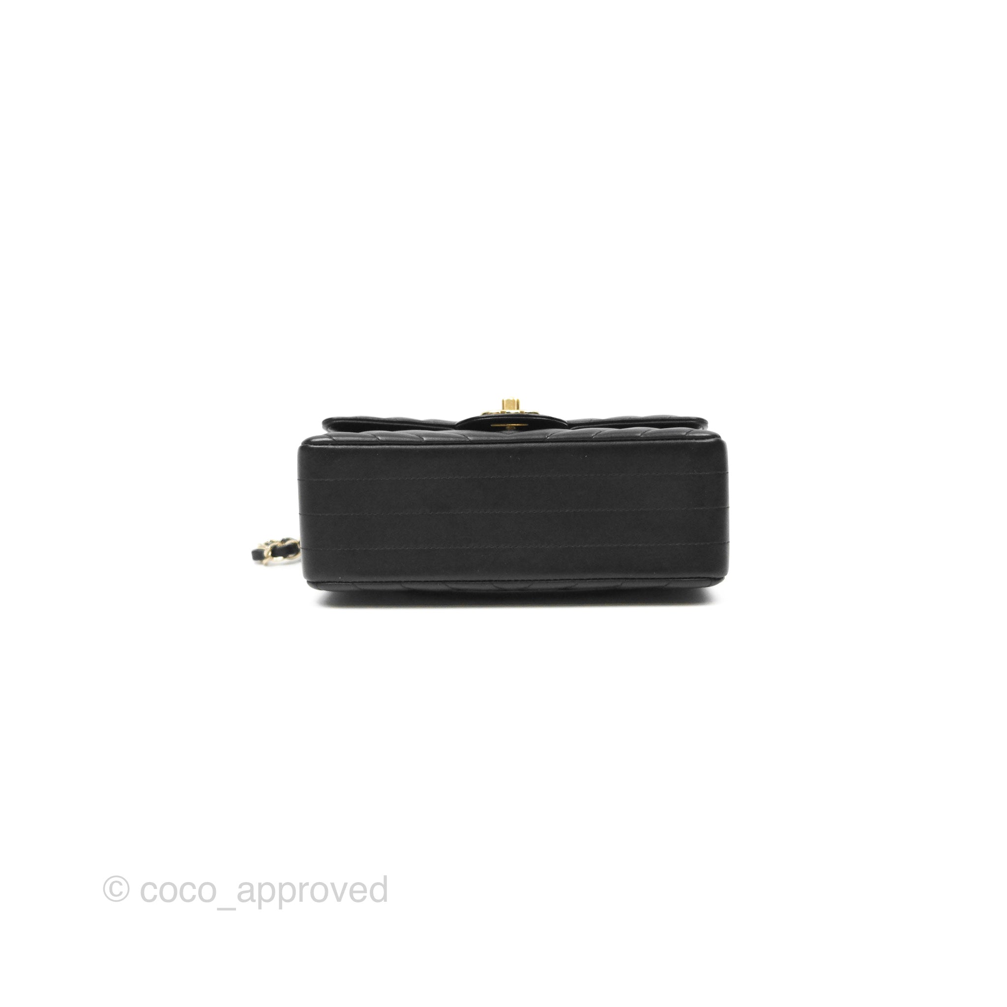 Chanel Chevron Mini Rectangular Flap Bag in Black Lambskin Leather with Gold Hardware - Luxury Crossbody Purse for Women, Perfect for Evening Events & Date Nights