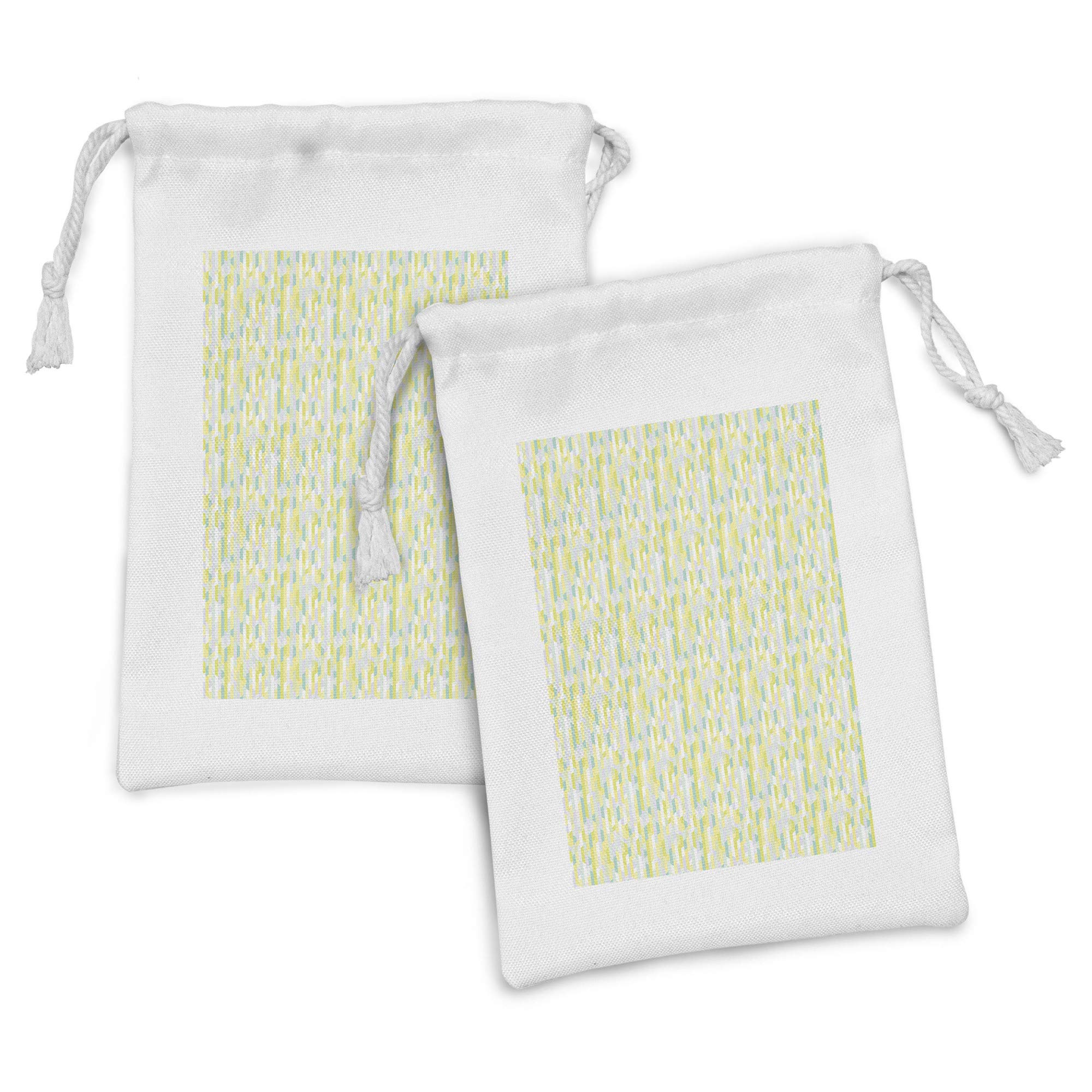Ambesonne Pastel Fabric Pouch Set of 2 - Colorful Abstract Stripes Geometric Design Drawstring Bags (9