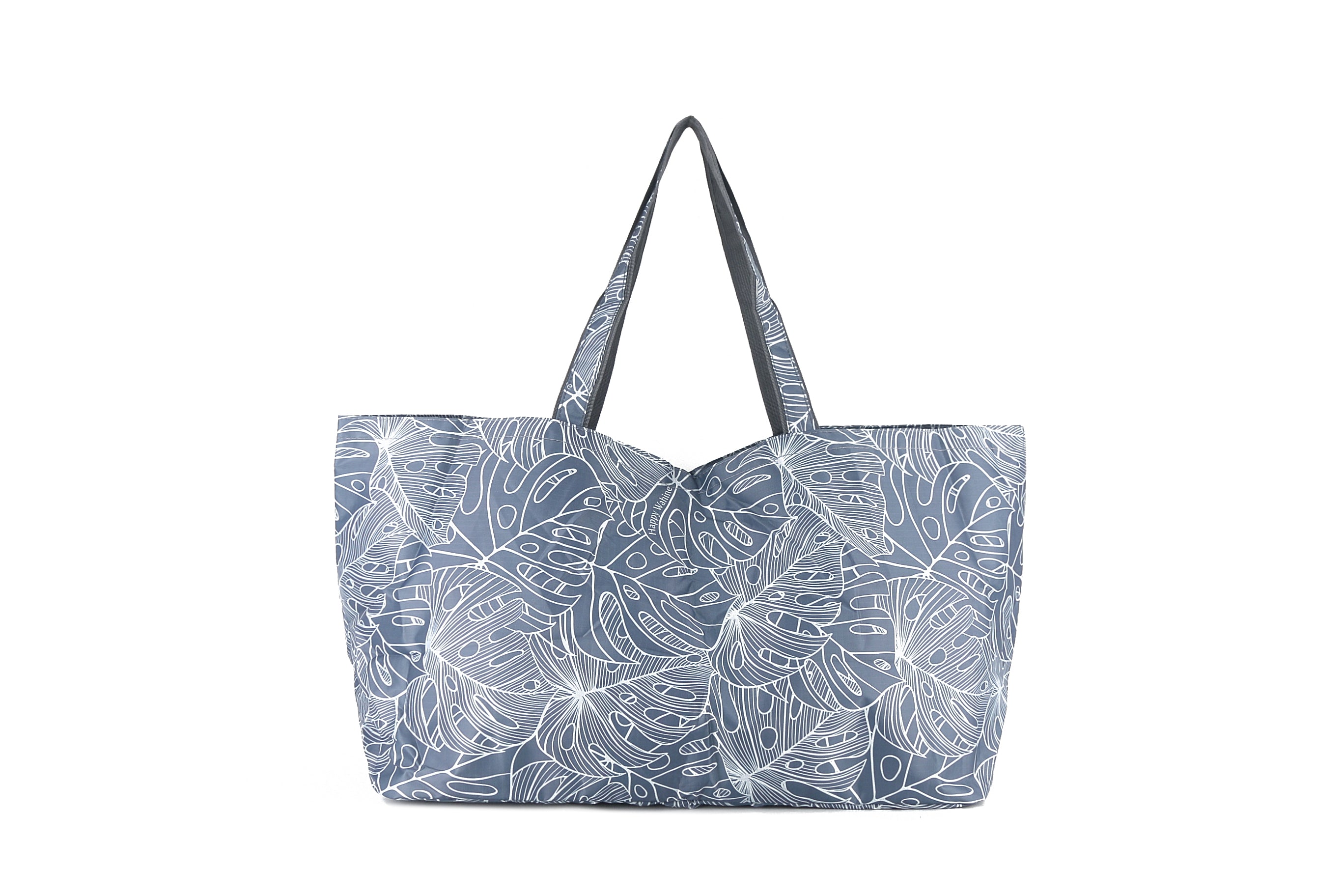 Stylish Monstera Print Large Carry All Tote Bag in Grey - Perfect for Work, Travel, and Everyday Use
