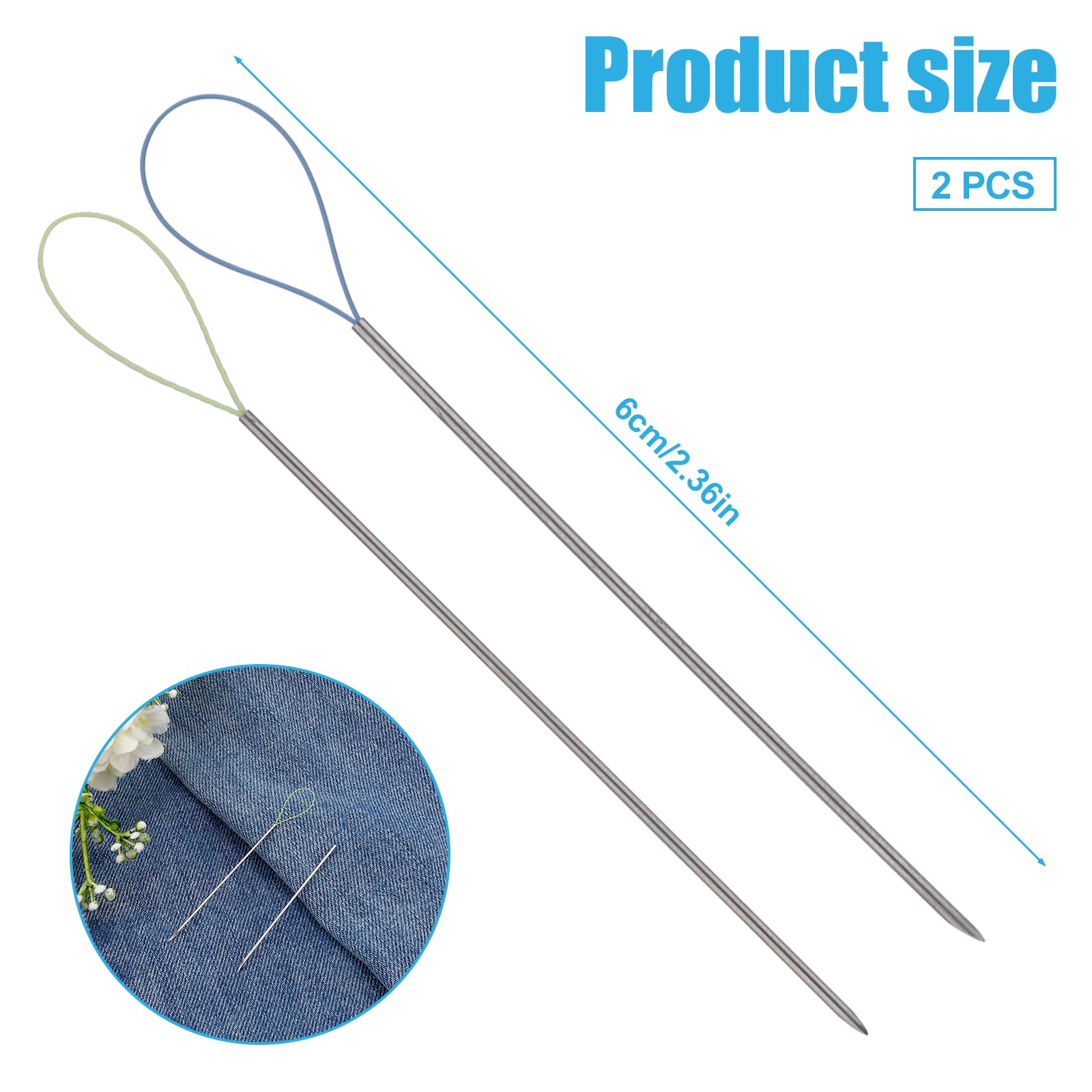2-Piece Snag Repair Needle Tool Set - Magic Needle Puller for Knitting, Embroidery, Hand Sewing & Leather Crafts - Fix Loose Threads & Fabric Snags Easily - Perfect for DIY, Clothing Repair & Home Mending Projects