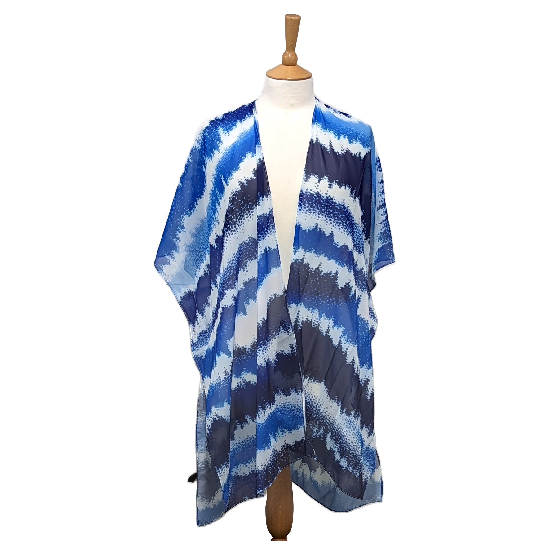 Watery Waves Kaftan - Lightweight Blue Beach Cover Up (90x180cm) | Perfect for Summer Vacations, Poolside Lounging & Boho Fashion