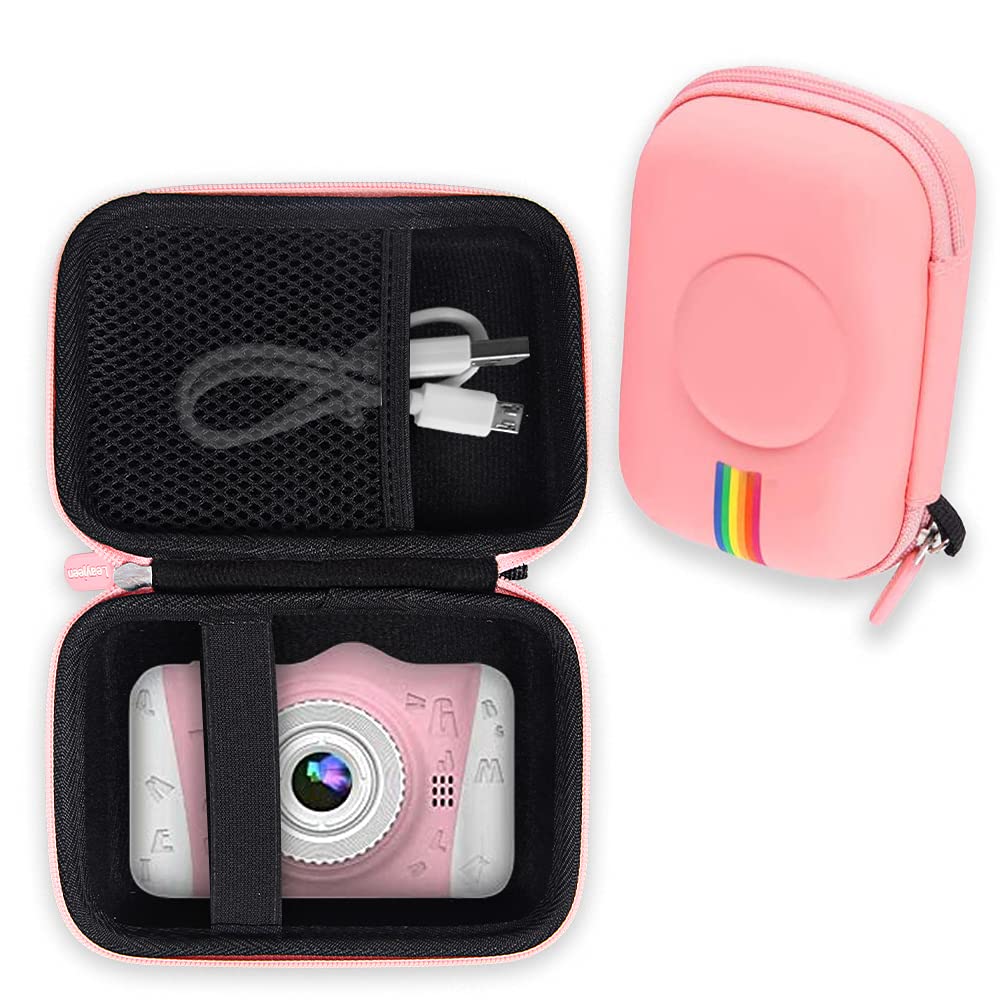 Leayjeen Kids Digital Video Camera Case - Compatible with WOWGO, Coolwill, SUZIYO & YINGOOT Selfie Cameras - Protective Pink Cover for Boys & Girls - Perfect for Travel, Birthday Gifts & School Projects