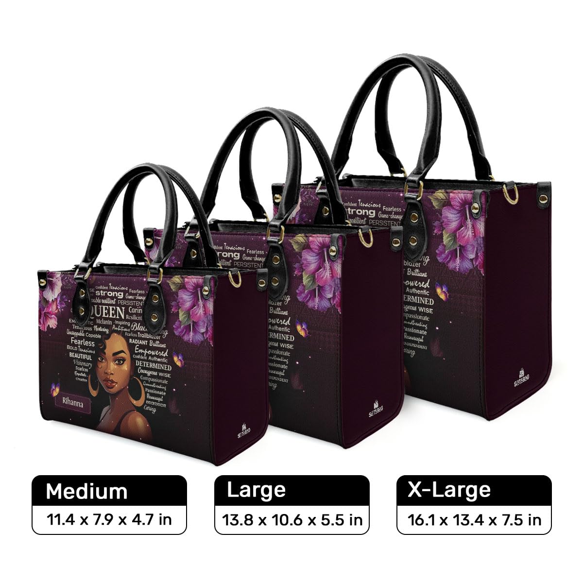 Custom Leather Handbag for African American Women - Personalized Christmas Gift for Her - Perfect for Work, Date Night & Special Occasions