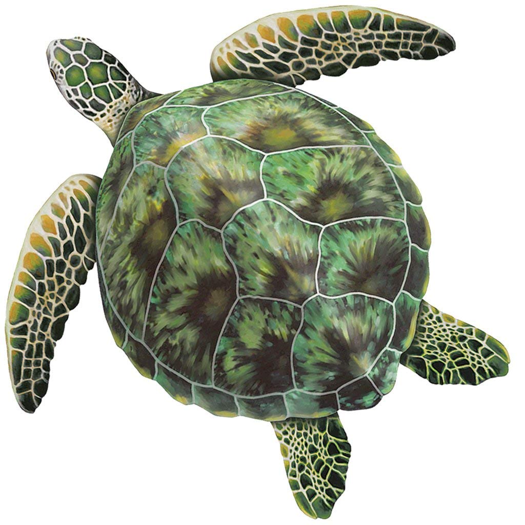 Handmade Sea Turtle Porcelain Mosaic Tile for Swimming Pools - 18x18 Inch Green Ceramic Pool Decor - Perfect for Backyard Pools, Spa Areas & Aquatic Themed Designs