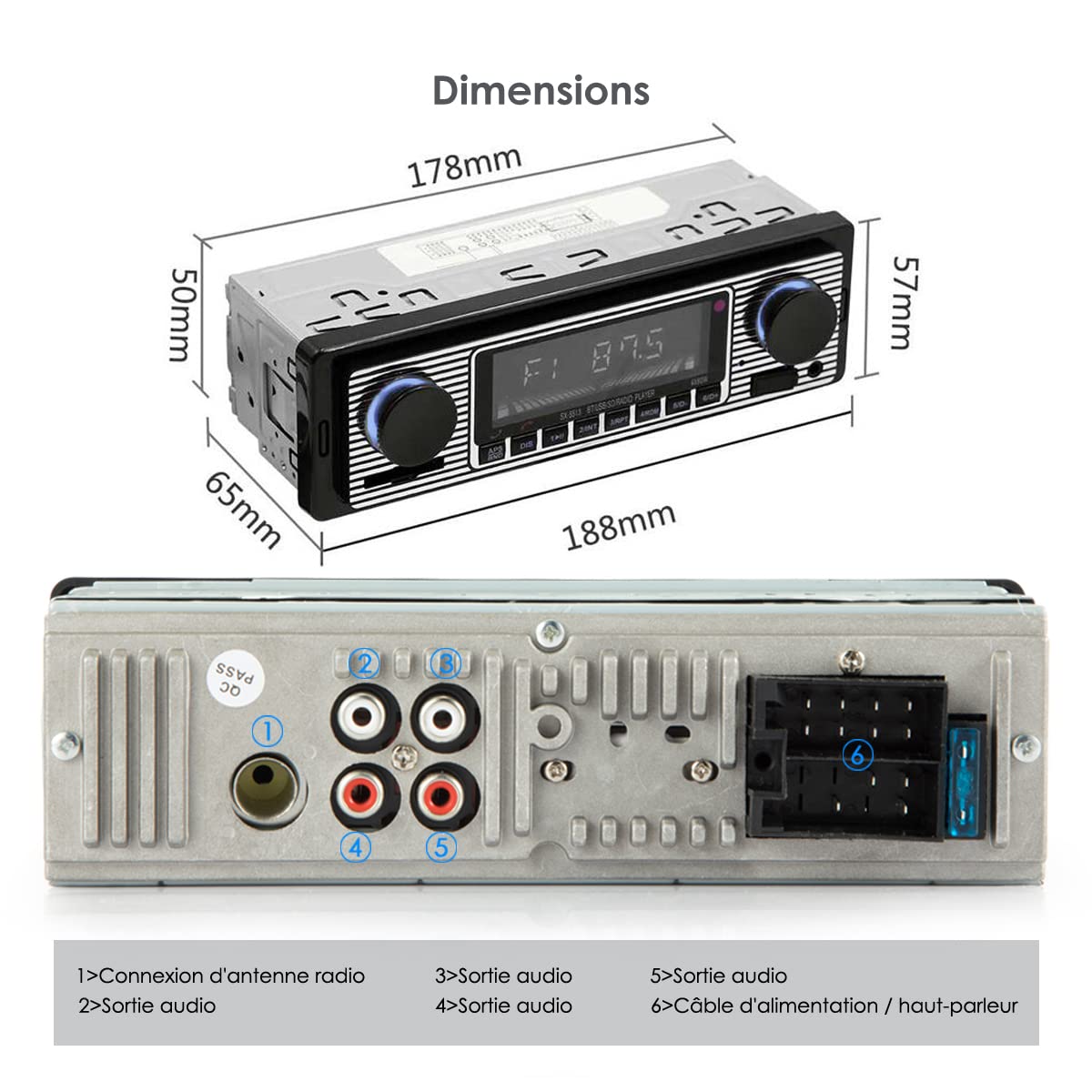 iFreGo 1 DIN Bluetooth 5.0 Car Stereo with Hands-Free Calling - FM Radio, USB/AUX/SD/TF/MP3 Support for iOS/Android - Compatible with 9-12V Vehicles | Perfect for Commuting, Road Trips & Music Lovers