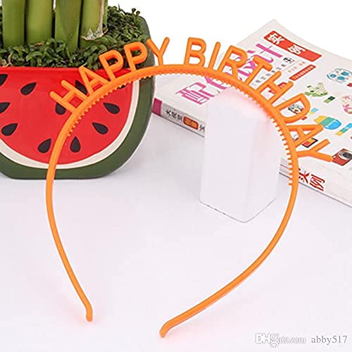 Happy Birthday Hair Hoop for Girls - Orange Plastic Party Headband with Teeth - Pack of 1 - Perfect for Birthday Parties, Costumes & Celebrations