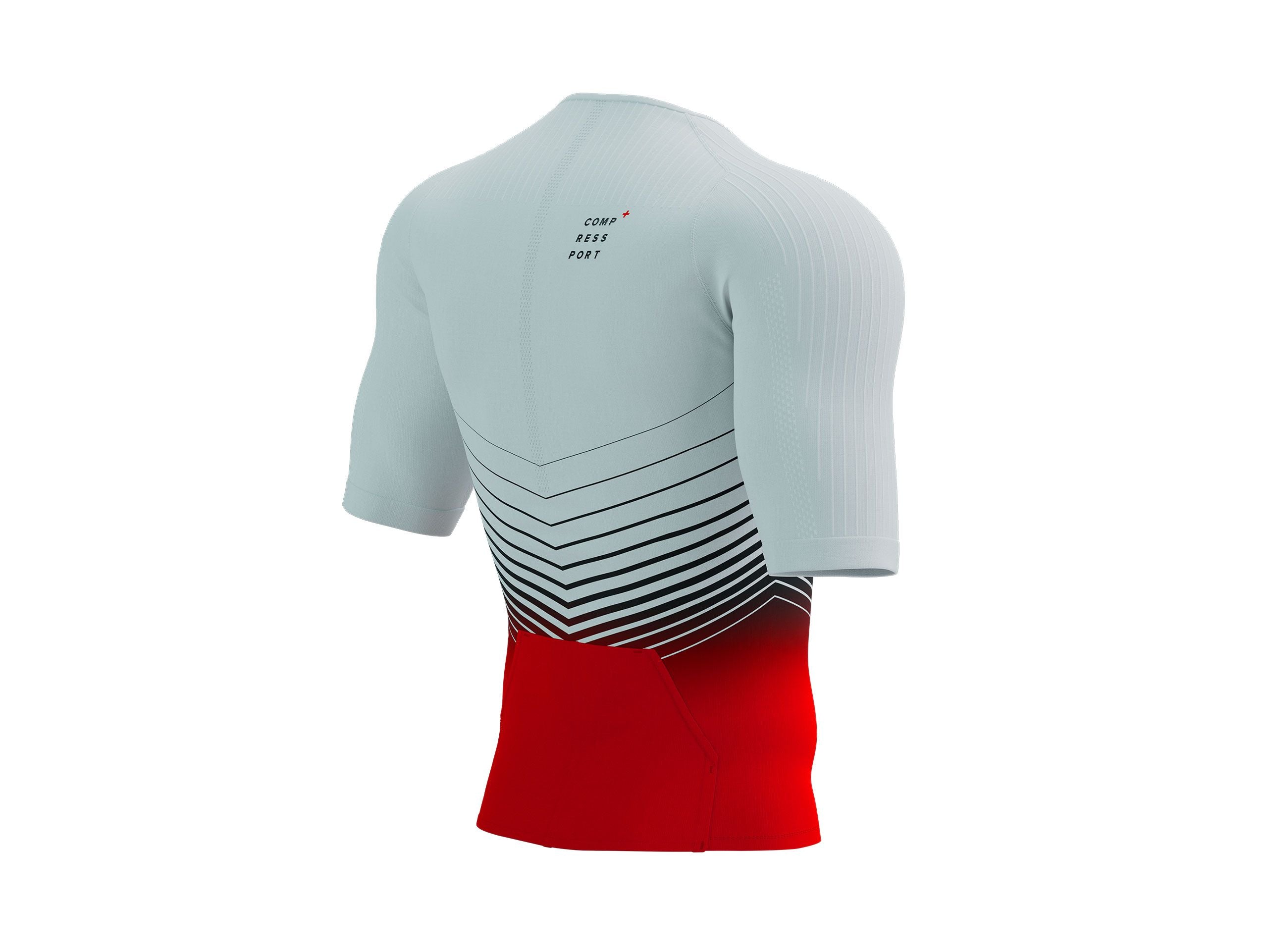Compressport Men's Tri Postural Aero SS Top - White/Red - Performance Running & Triathlon Shirt for Athletes - Breathable & Quick-Dry Activewear for Training & Racing