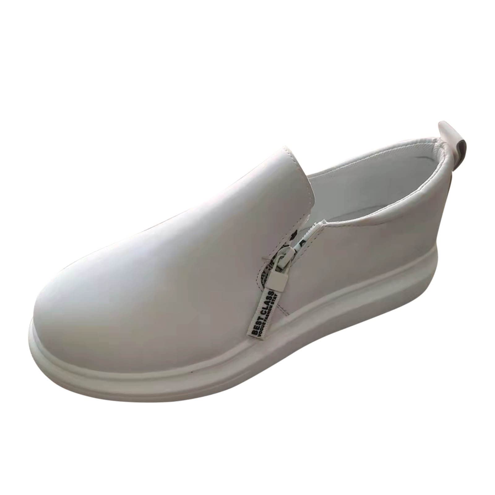 Women's Casual Shallow Zipper Flat Shoes - Navy Blue Slip-On Loafers for Everyday Wear | Perfect for Office, Walking & Travel