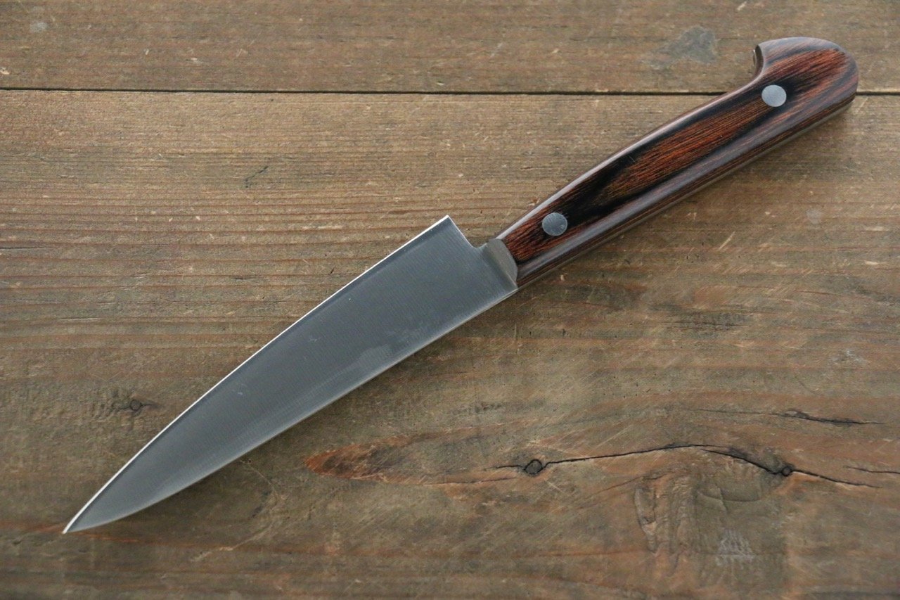 Premium Iseya Molybdenum Petty Utility Knife 120mm with Mahogany Handle - Perfect for Slicing, Peeling & Precision Kitchen Tasks
