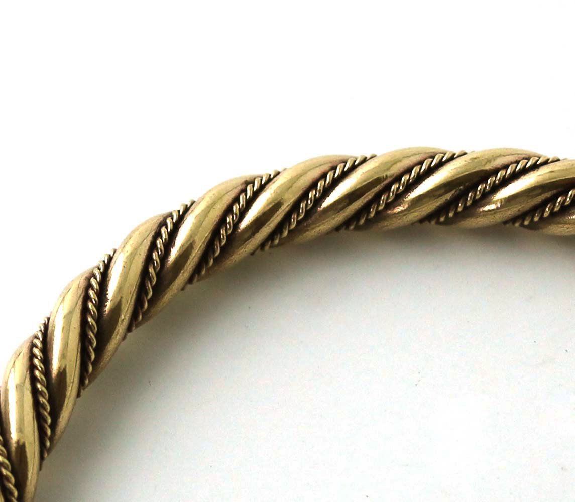 Viking Spiral Twisted Cable Bangle Cuff Bracelet - Norse Bronze Arm Ring Jewelry for Women - Perfect for Medieval Fairs, Viking Cosplay and Nordic Style Fashion