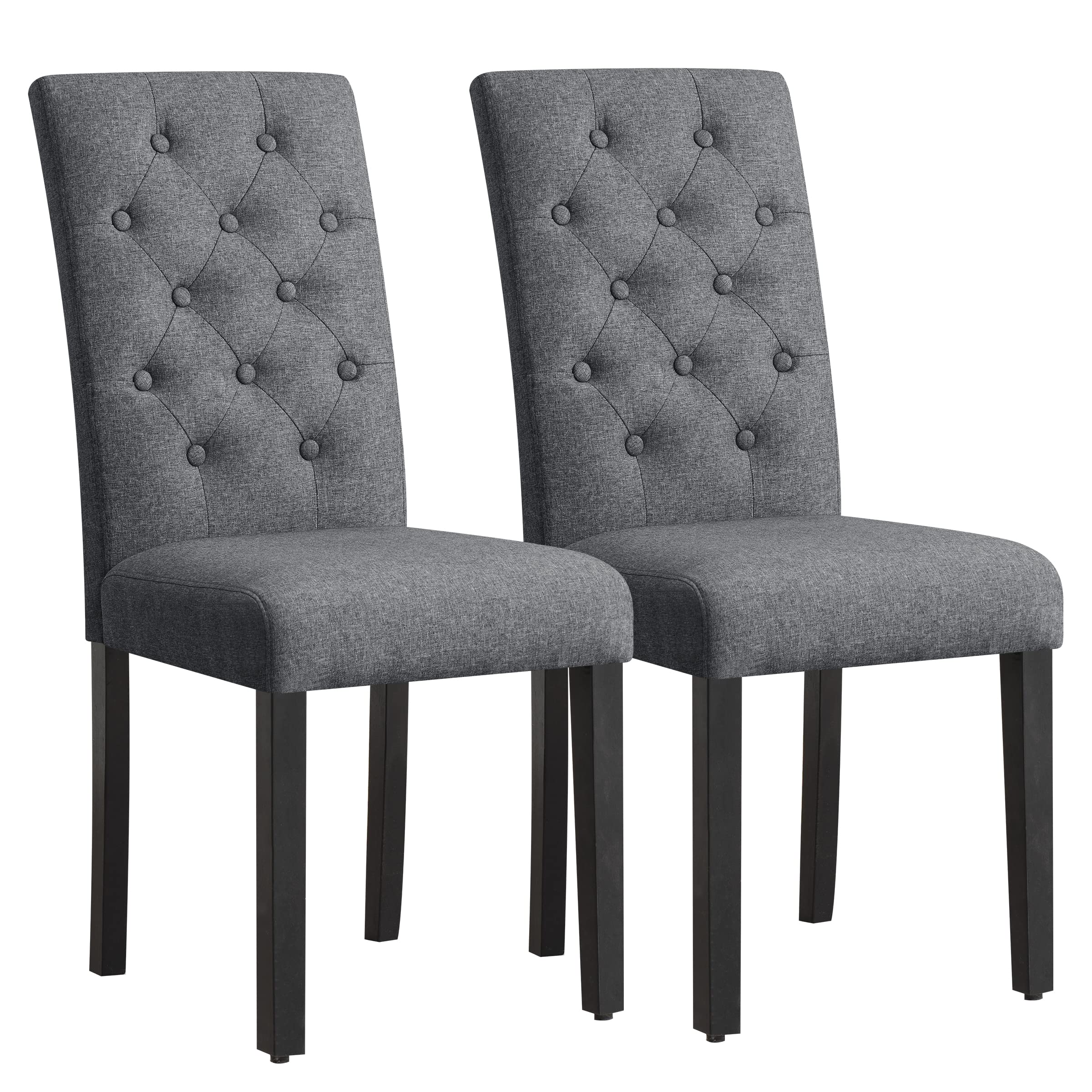 SUBRTEX Modern Linen Dining Chairs Set of 2 - Armless Upholstered Kitchen Chairs for Dining Room, Restaurant & Living Room (Dark Gray Fabric) - Perfect for Small Spaces, Breakfast Nooks & Contemporary Home Decor