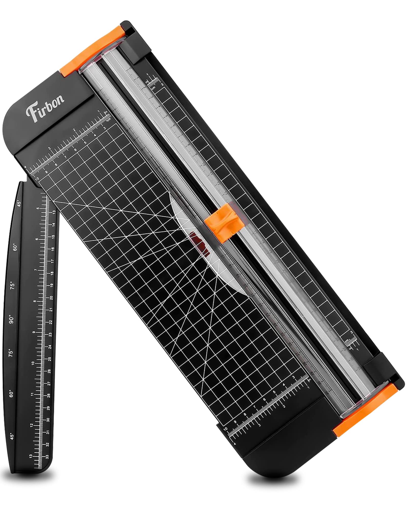 Firbon 12 Inch Titanium A4 Paper Cutter - Professional Scrapbooking Tool with Automatic Safety Guard & Side Ruler for Craft Paper, Coupons, Labels, Cardstock - Perfect for Office, School, DIY Projects & Home Crafting (Black)